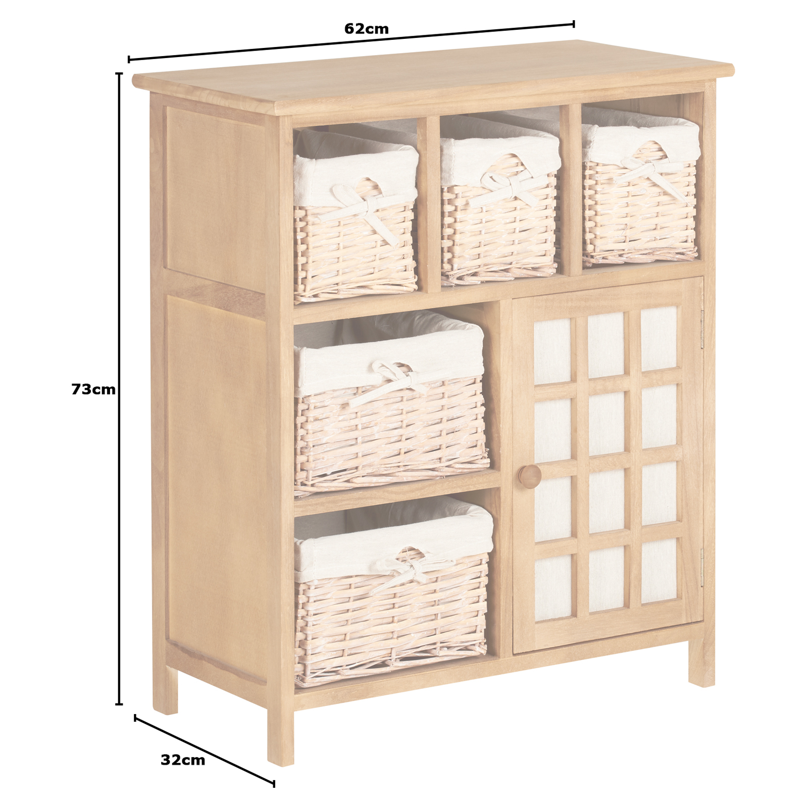 Hartleys Brown 5 Drawer Wicker Basket Storage Unit Shabby Chic