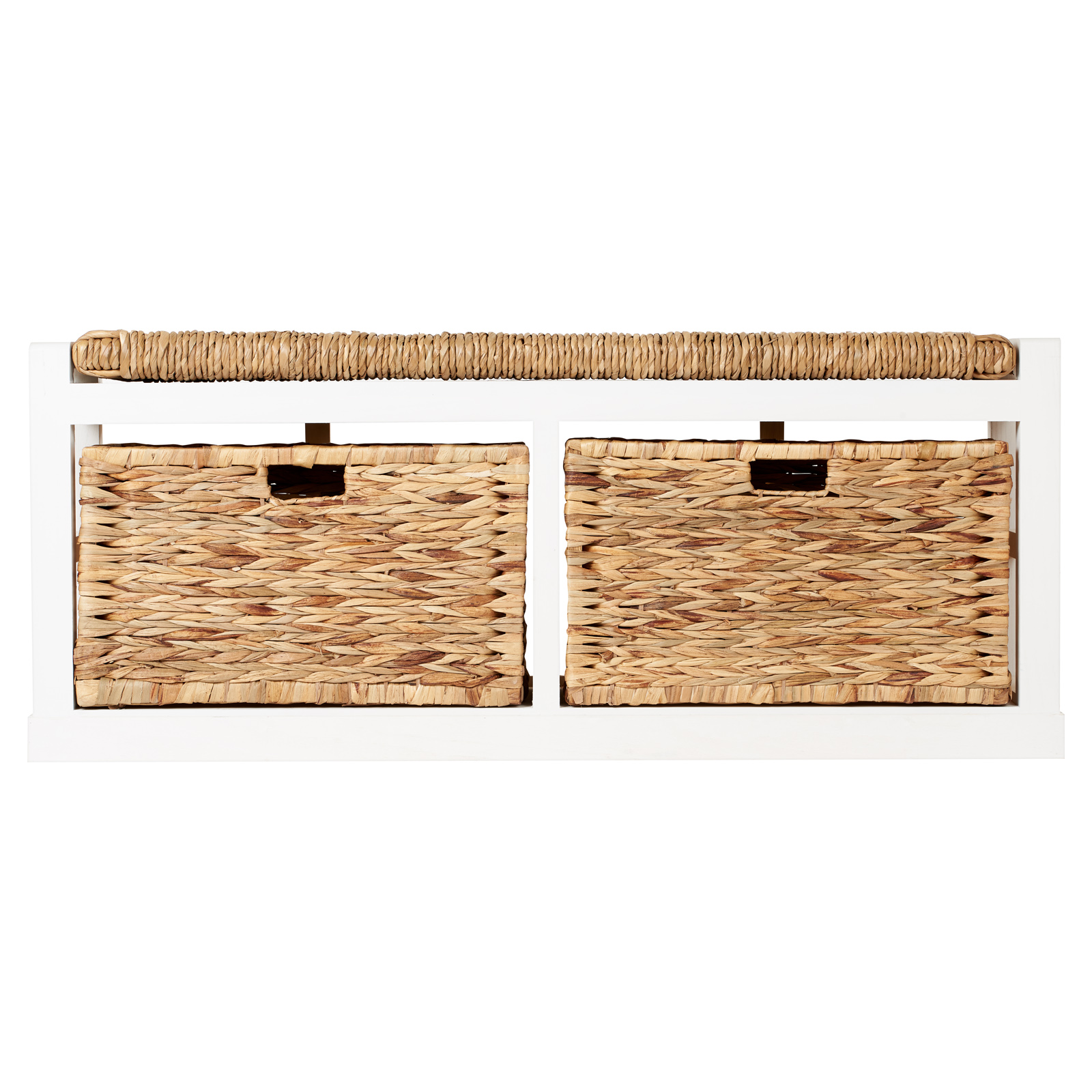 Hartleys Extra Wide 2 Drawer Hallway Storage Bench Wicker Seat