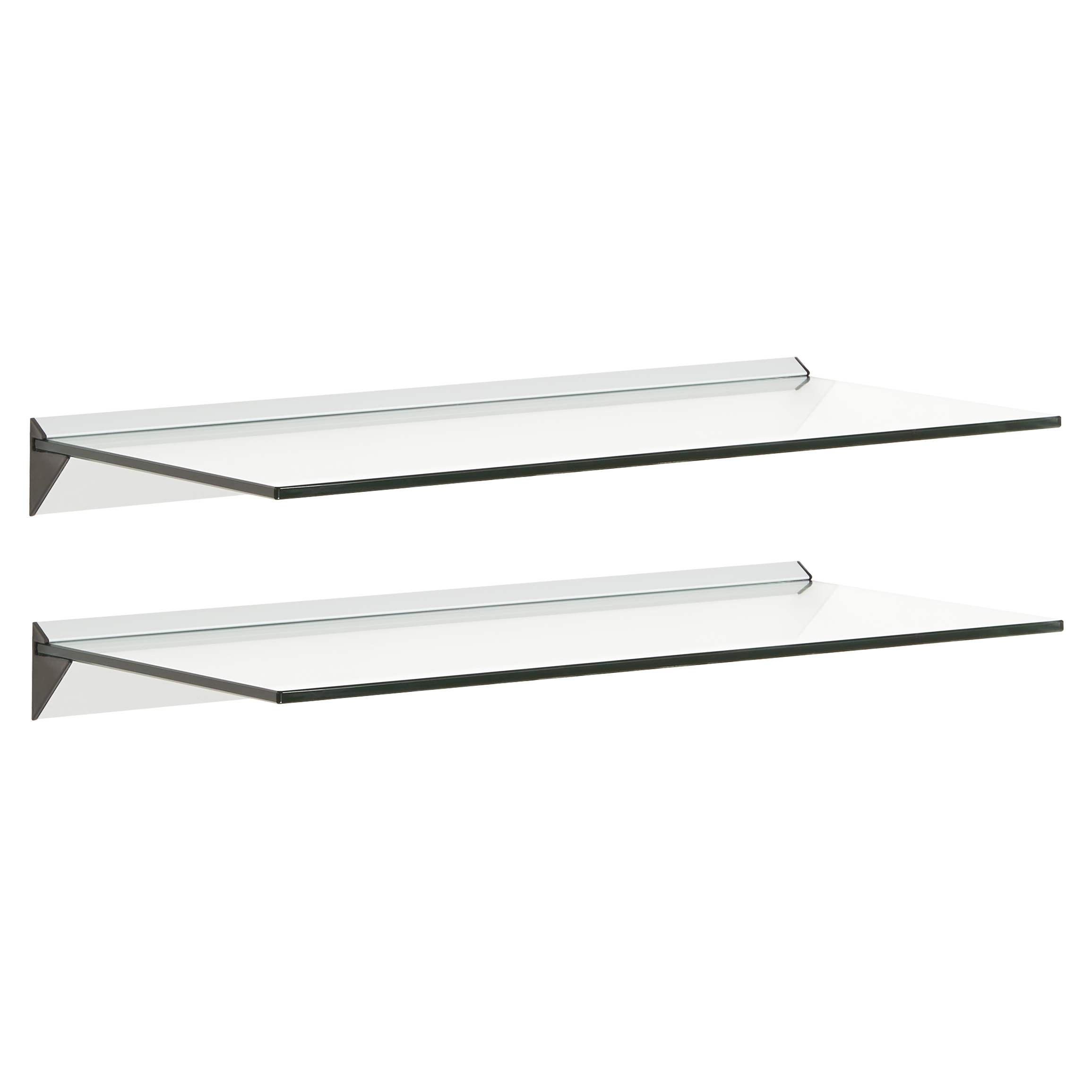Details About Hartleys Pair 2x 60cm Clear Floating Glass Wall Shelves Storage Display Shelf