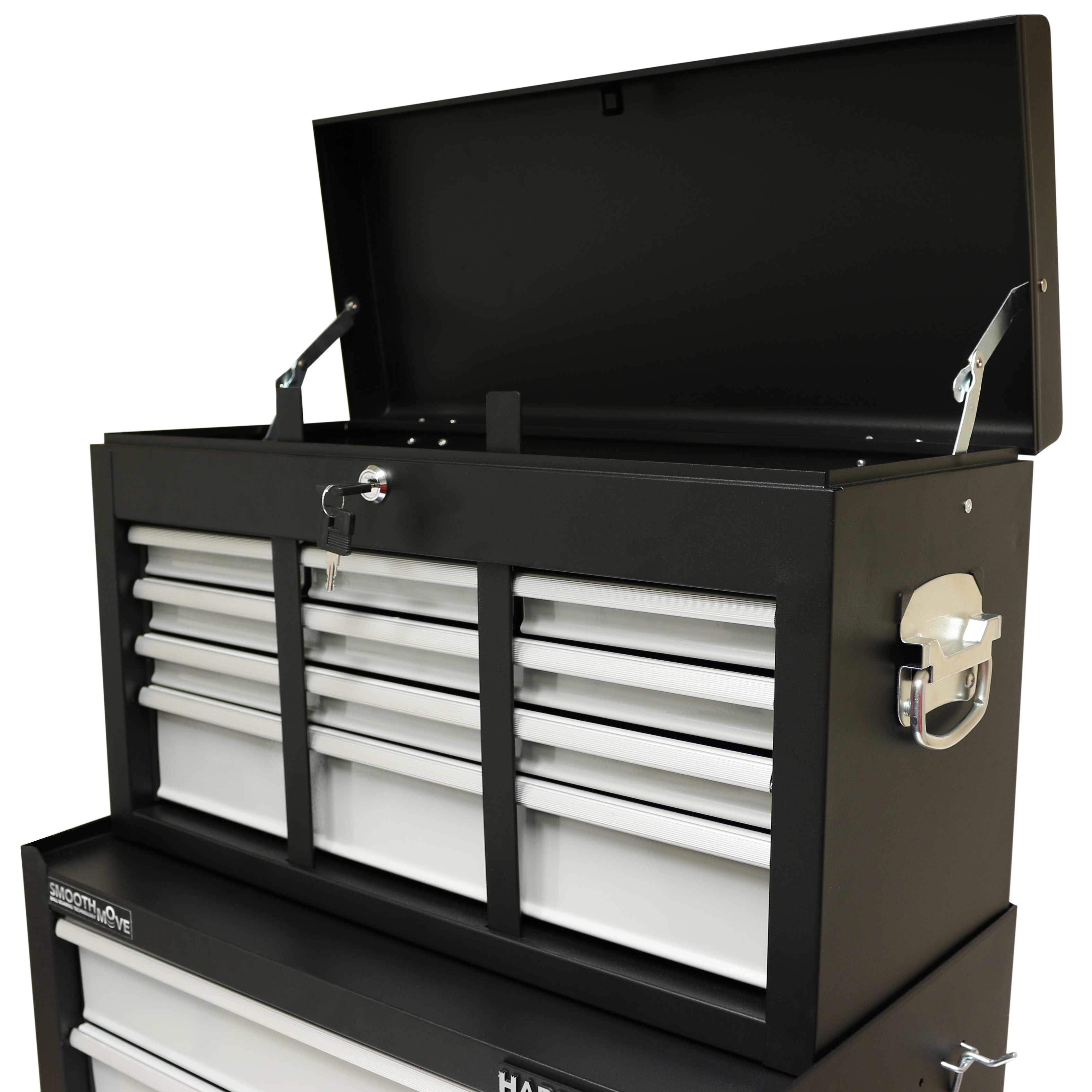 HARDCASTLE BLACK 8 DRAWER METAL TOOL BOX CHEST & STORAGE CABINET ROLLER ...