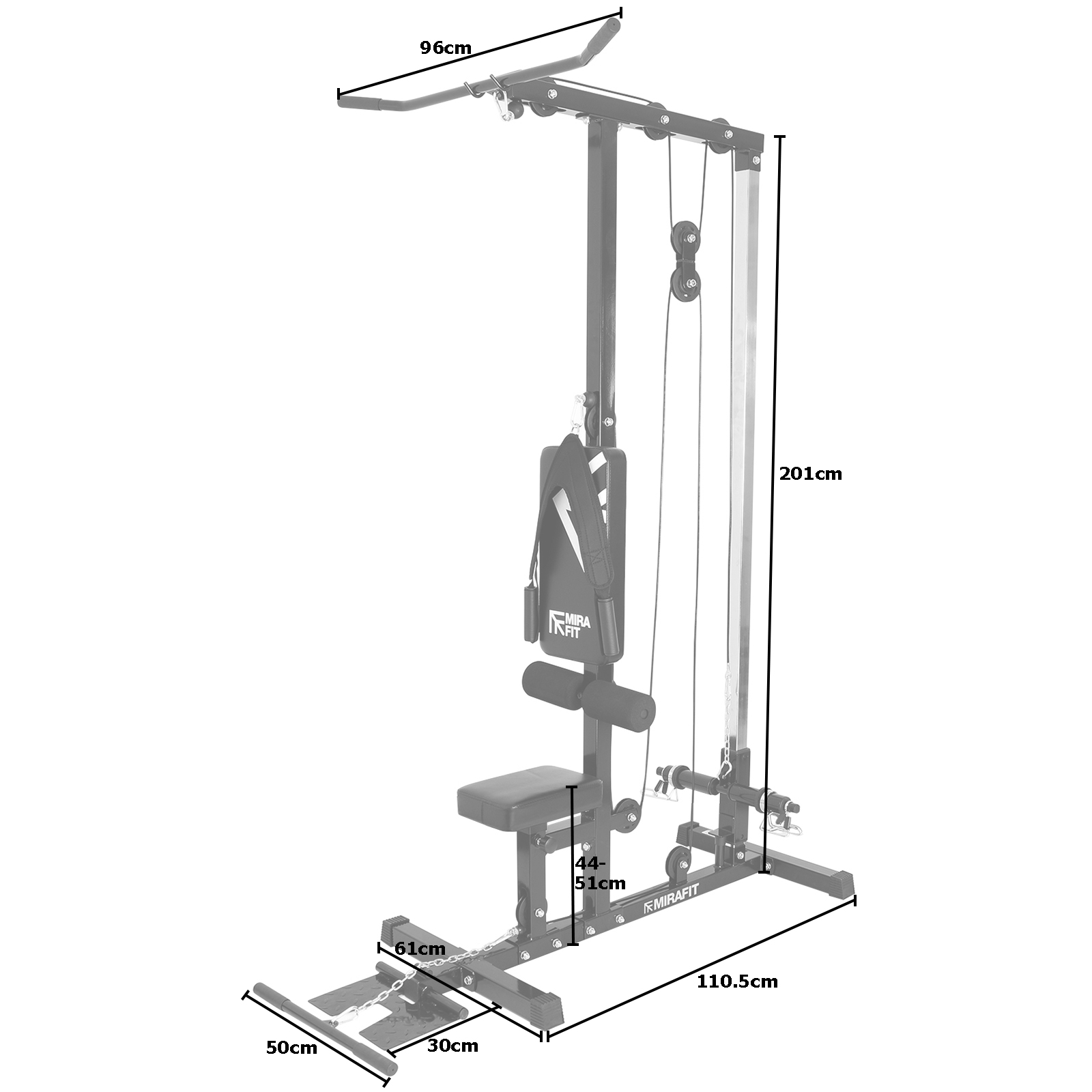 MIRAFIT Lat Pull Down Machine Home Multi Gym Seated Cable Row/Arm Curl ...