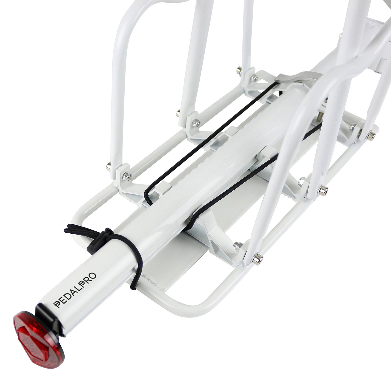 PEDALPRO STRONG ALLOY WHITE REAR BICYCLE PANNIER BAG/LUGGAGE RACK