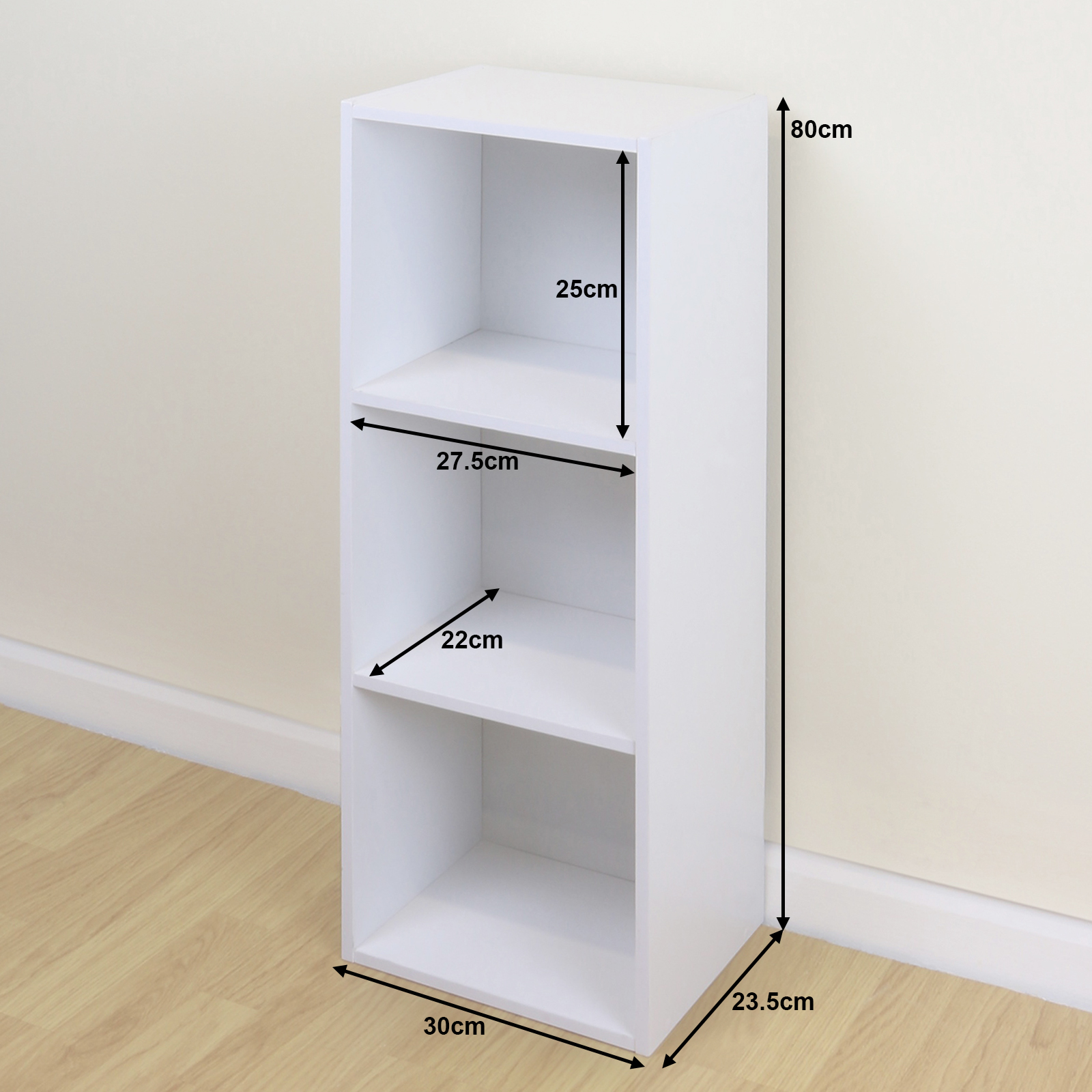 3 Tier Wooden White Cube Bookcase Storage Display Unit Modular Shelving