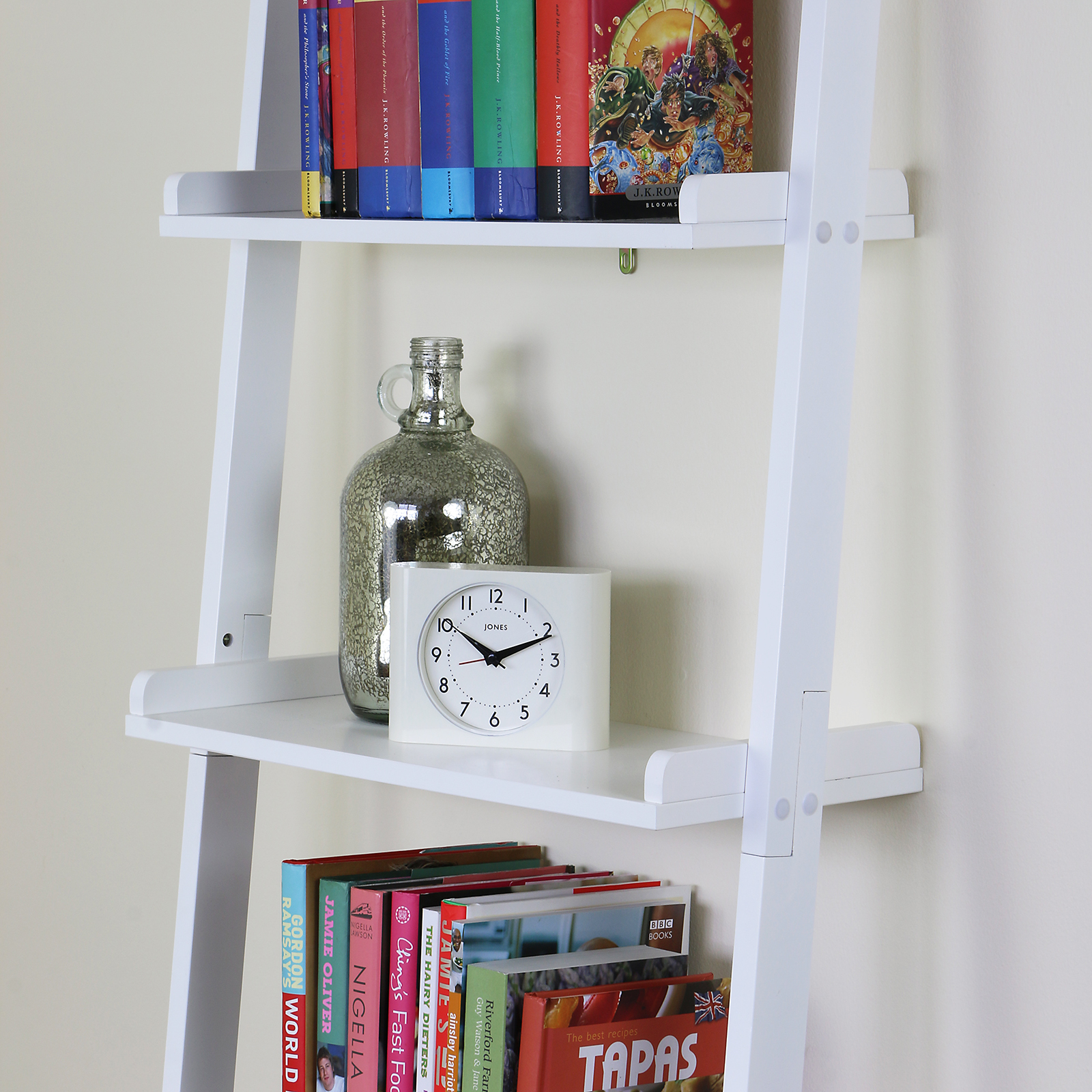5 Tier White Ladder Wall Shelf Home Storage/Display Unit Bookcase Stand