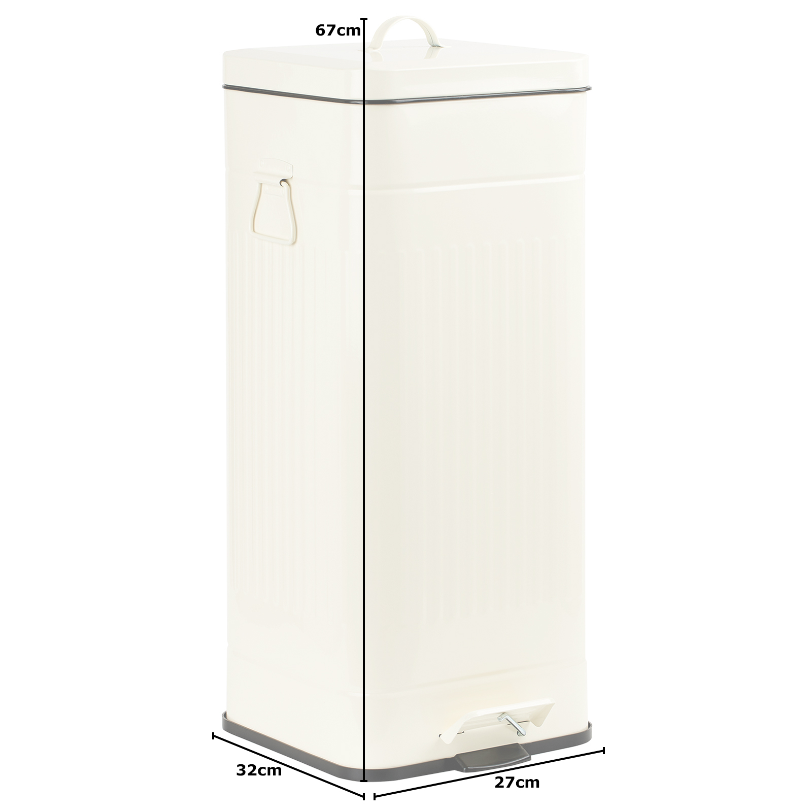 HARTLEYS 30 LITRE METAL RETRO SQUARE STEEL WASTE/RUBBISH PEDAL KITCHEN