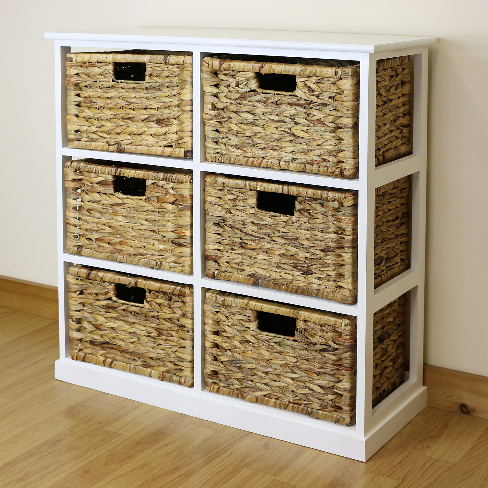 White 6 Drawer Basket Storage Side Unit Lounge Bathroom Nursery Sentinel White 6 Drawer Basket Storage Side Unit Lounge Bathroom Nursery Bedroom Chest