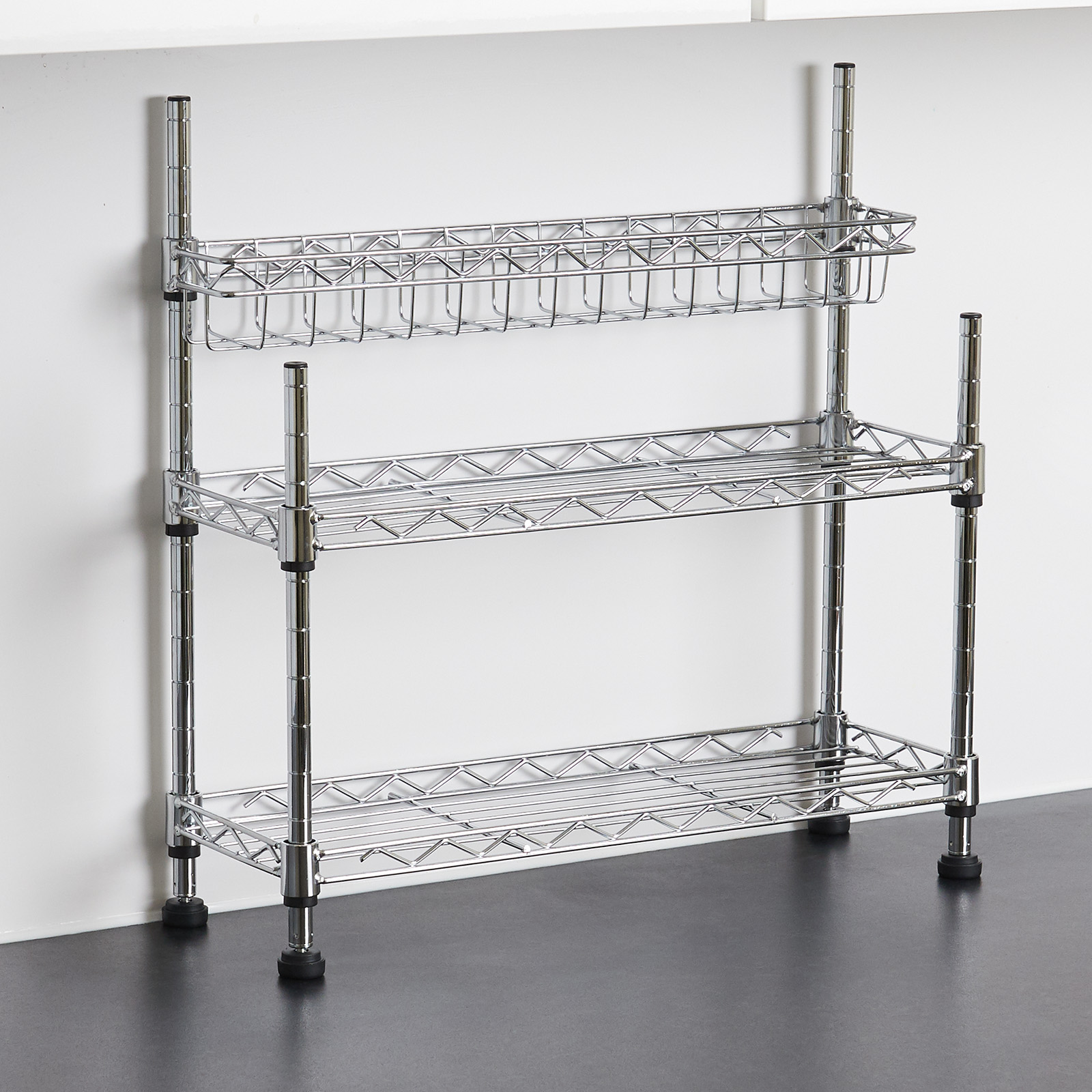HARTLEYS KITCHEN COUNTER TOP 3 TIER WIRE STORAGE WORKTOP RACK/TIDY