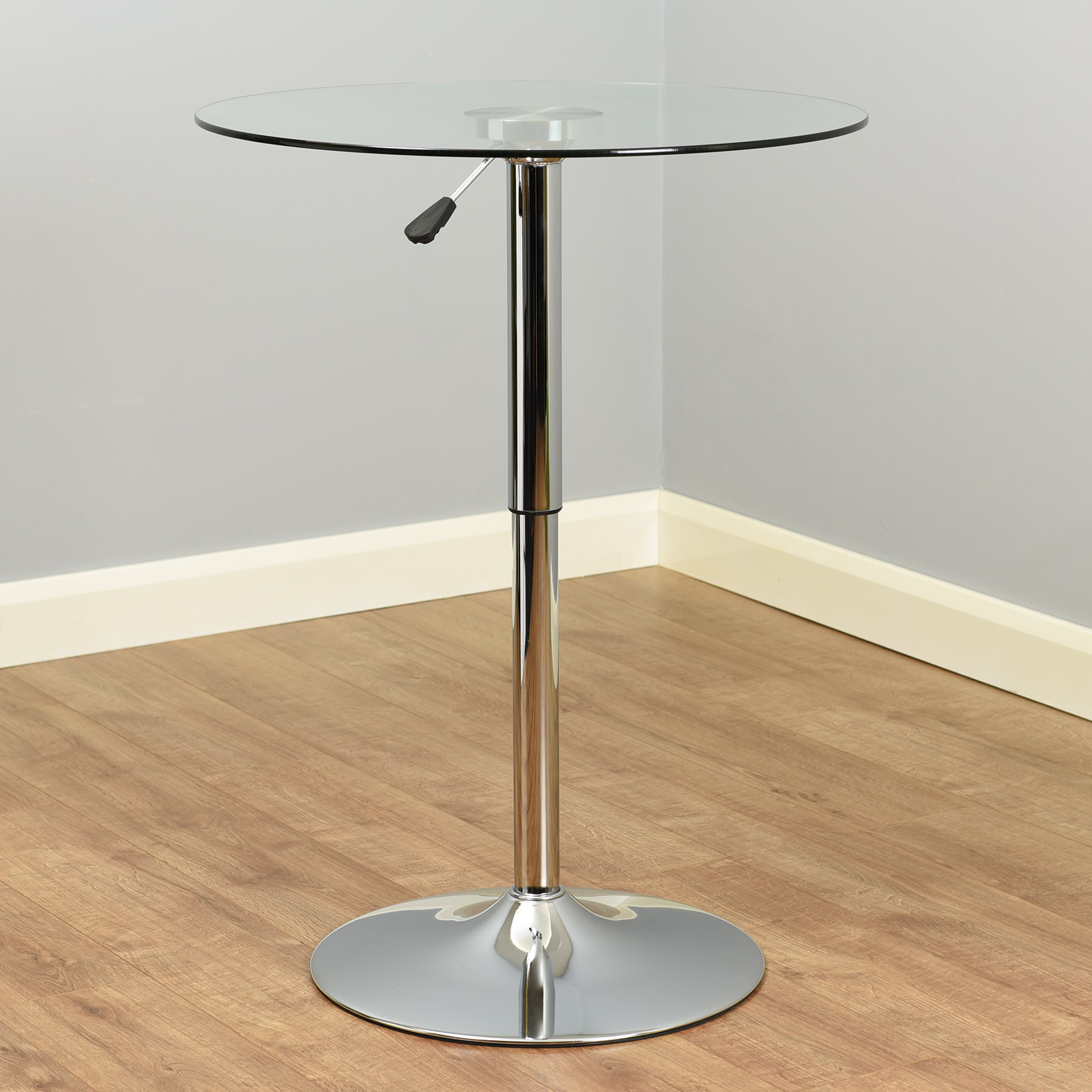 ROUND ADJUSTABLE CLEAR GLASS BISTRO/DINING TABLE /CAFE ...