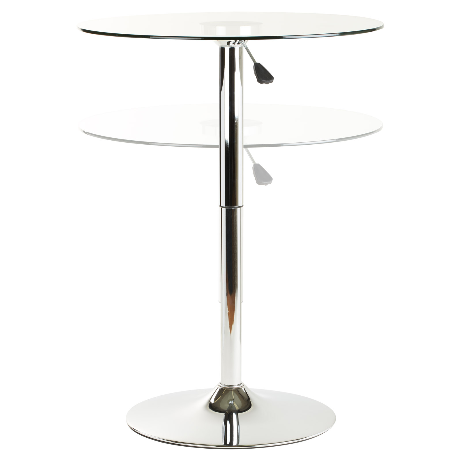 ROUND ADJUSTABLE CLEAR GLASS BISTRO/DINING TABLE /CAFE TALL/HIGH