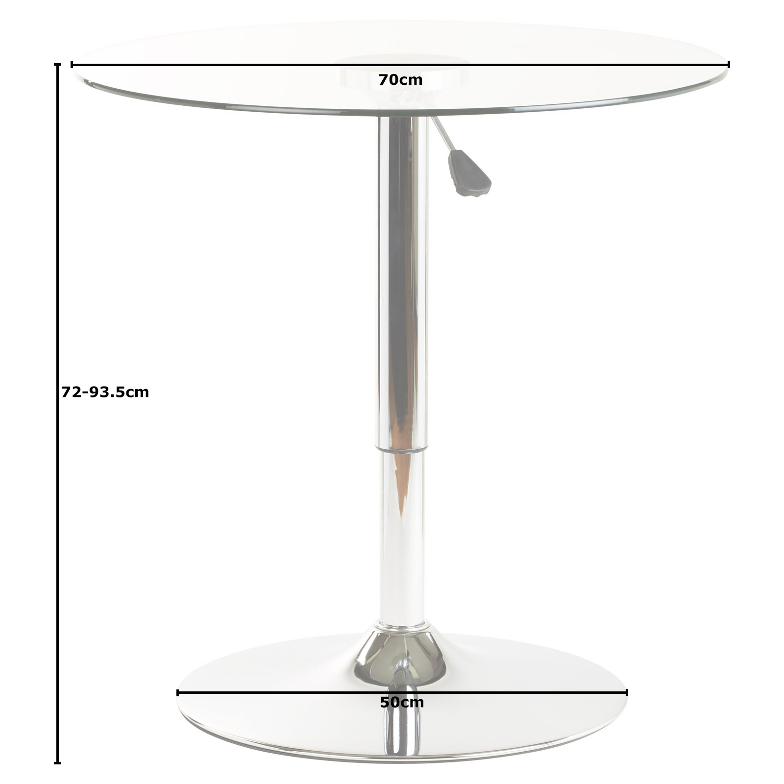ROUND ADJUSTABLE CLEAR GLASS BISTRO/DINING TABLE /CAFE TALL/HIGH