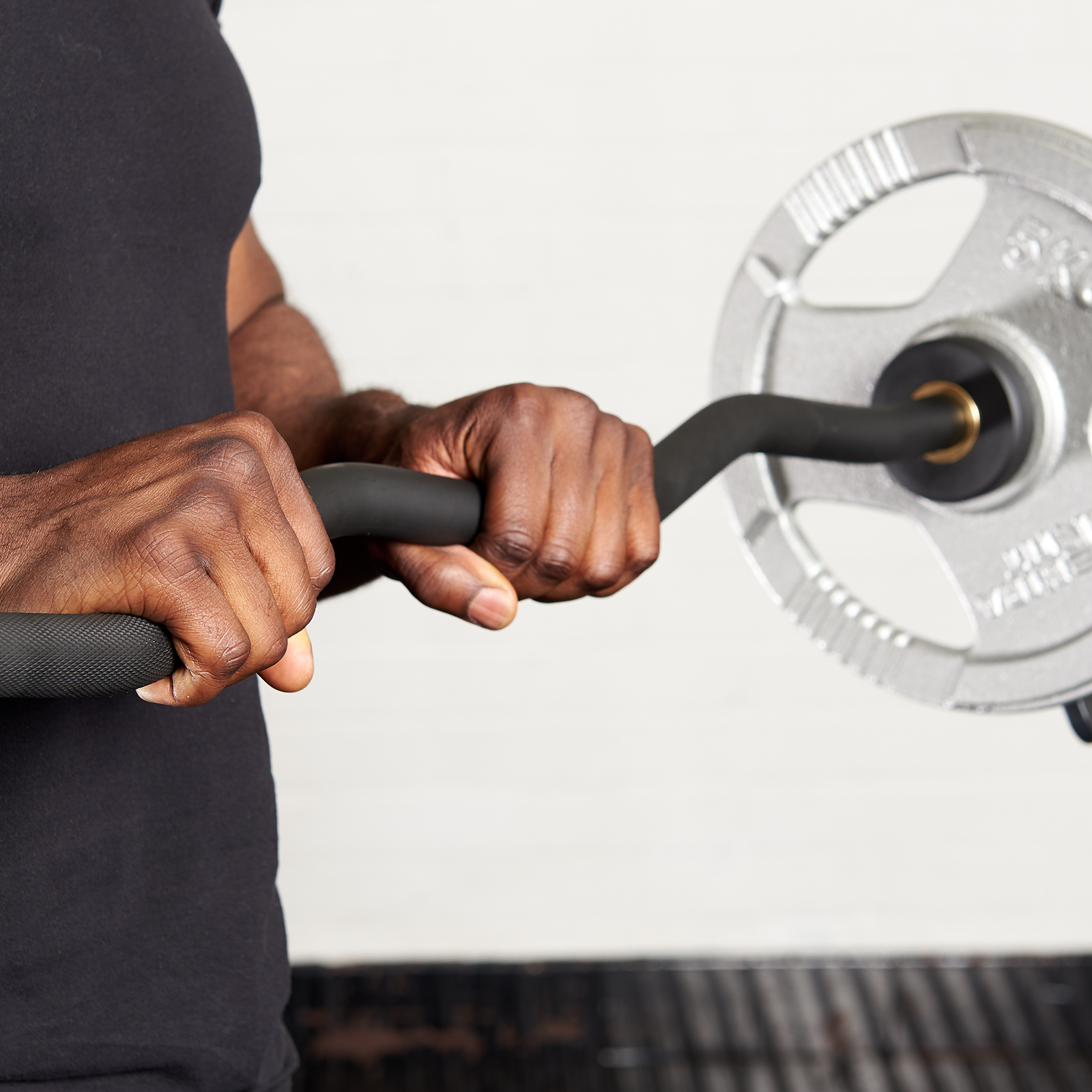 Mirafit Black Olympic Arm Curl Weight Bar & Spring Collars Barbell