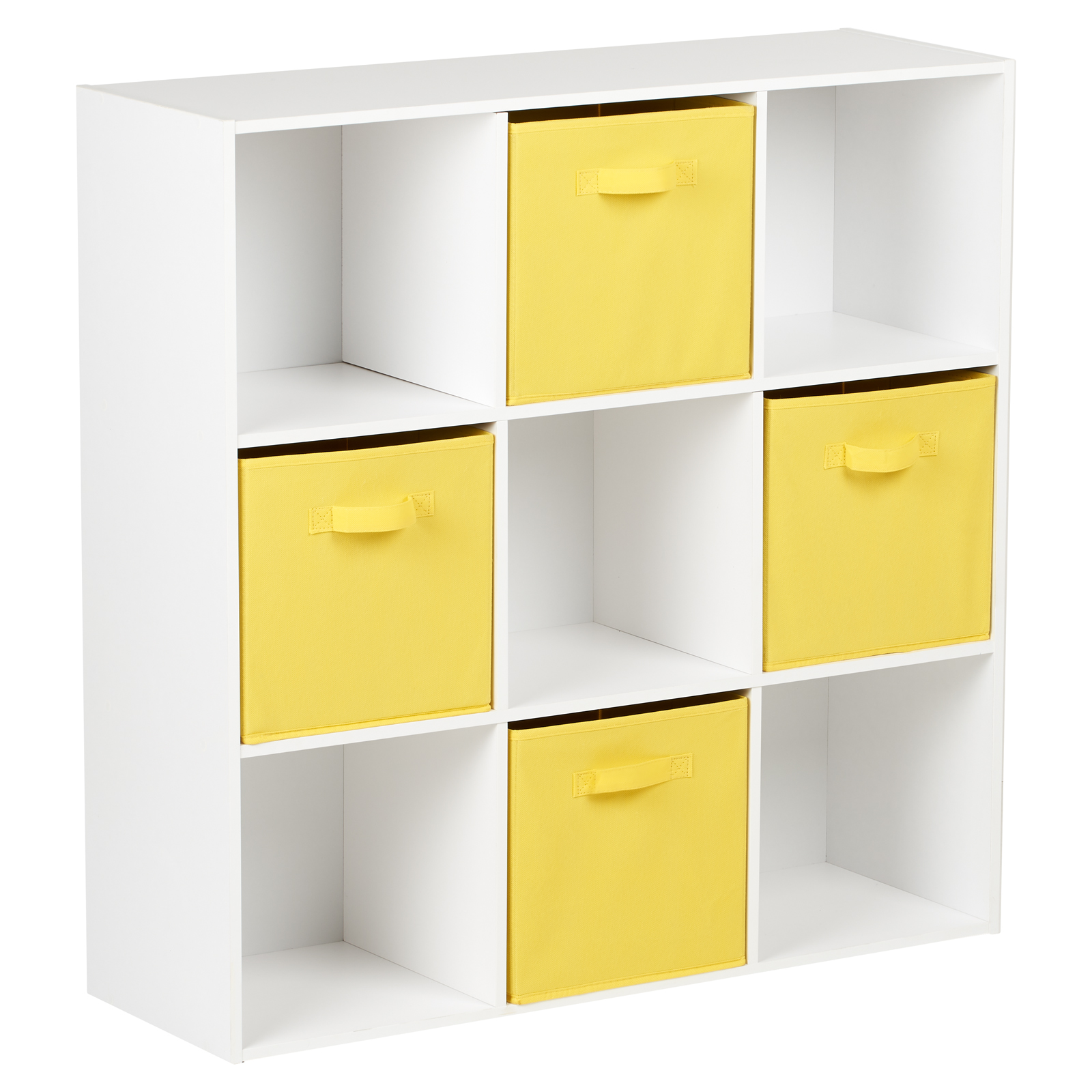 Hartleys White 9 Cube Modular Shelving Display Unit 4 Yellow