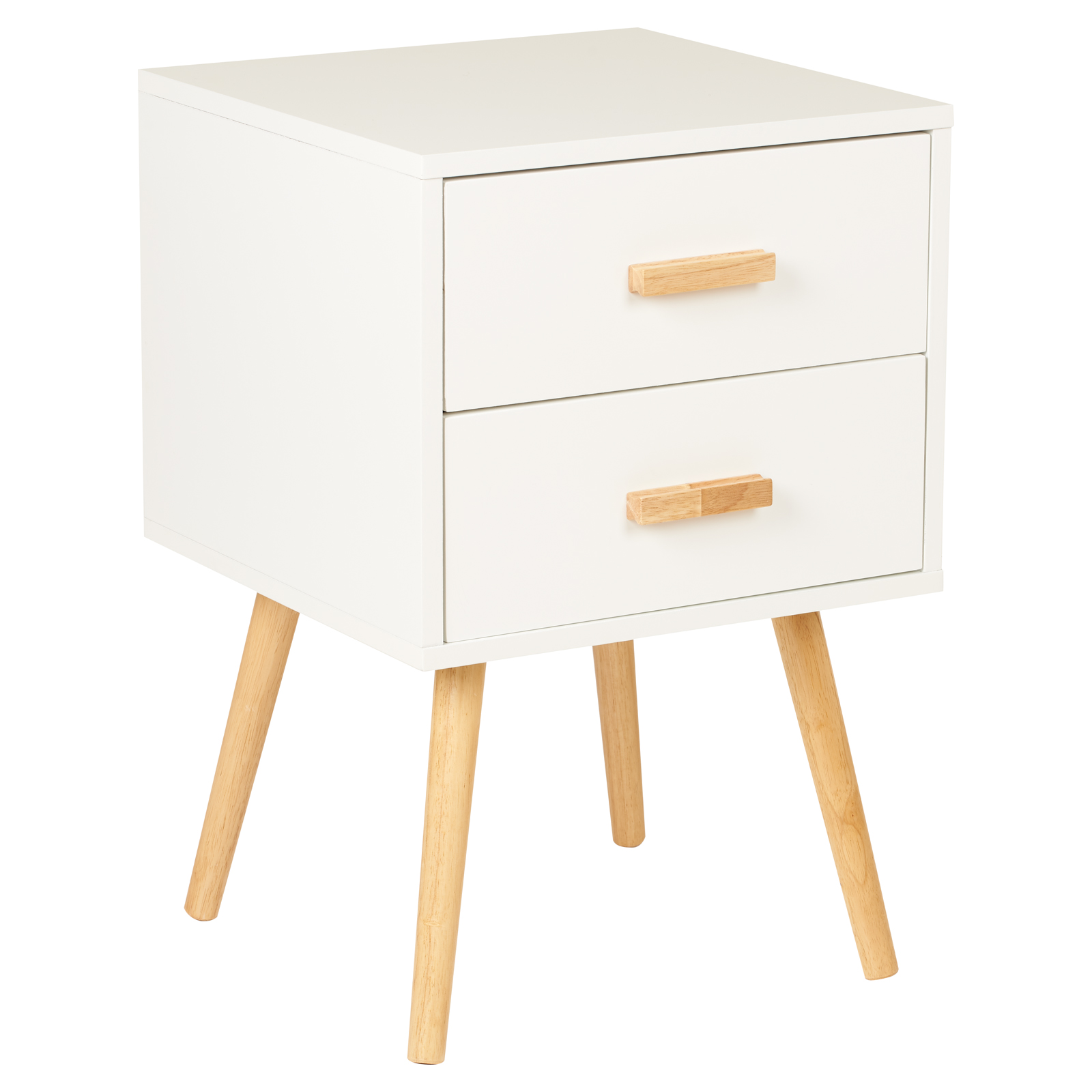 Details About Hartleys 2 Drawer White Bedside Table Wood Legs Scandinavian Retro Bedroom Unit