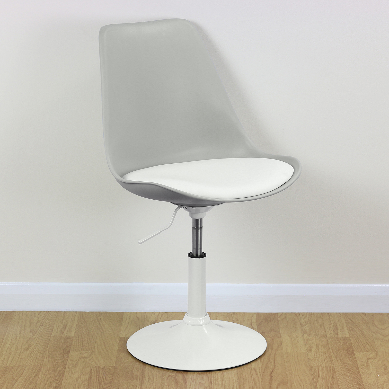 Grey & White Adjustable Swivel Desk Chair For Home/Office Comfy