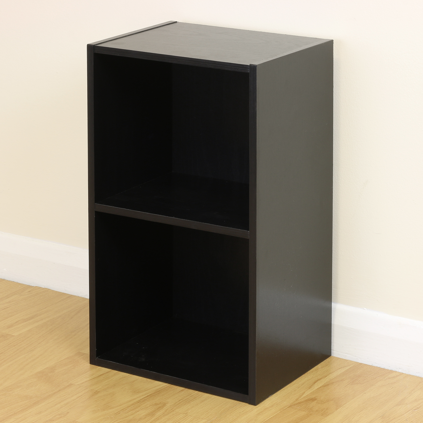 2 Tier Wooden Black Cube Bookcase Storage Unit Shelving/Shelves Bedside
