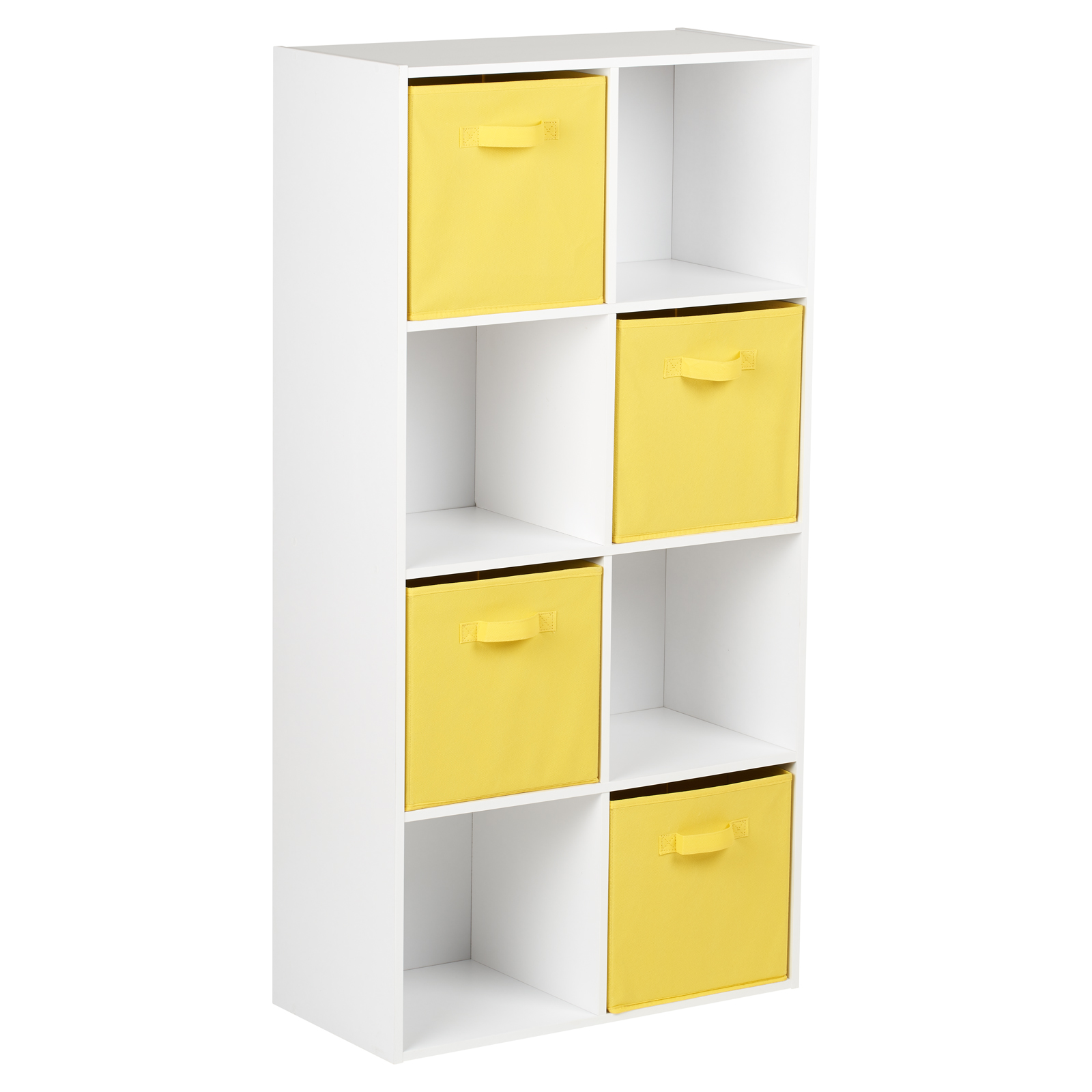 Hartleys White 8 Cube Modular Shelving Display Unit 4x Yellow