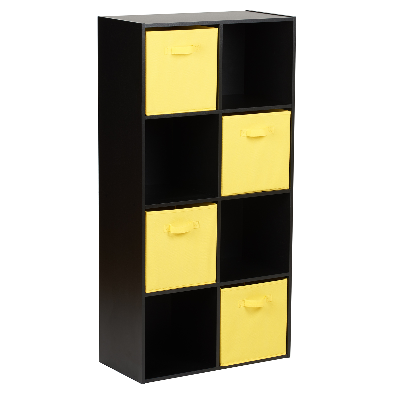 Hartleys Black 8 Cube Modular Shelving Display Unit 4x Yellow