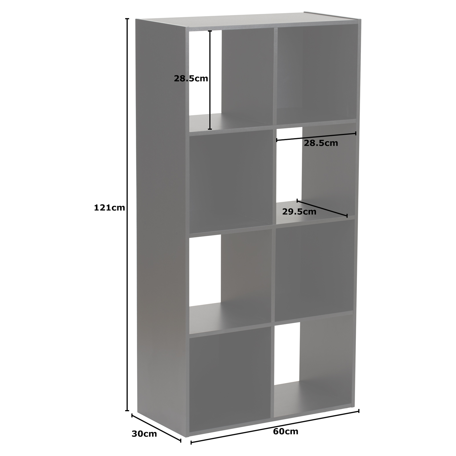 HARTLEYS BLACK 8 CUBE MODULAR SHELVING DISPLAY UNIT 4 x BLACK FABRIC