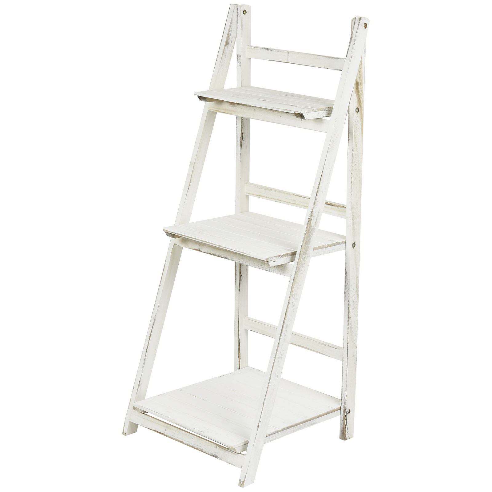 HARTLEYS WHITE WASH 3 TIER FOLDING LADDER STORAGE HOME DISPLAY SHELF BEDROOM eBay