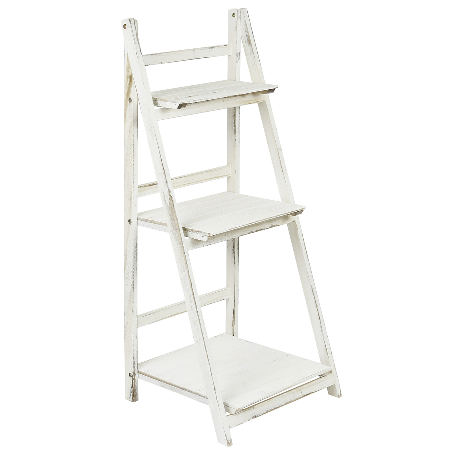HARTLEYS WHITE WASH 3 TIER FOLDING LADDER STORAGE HOME DISPLAY SHELF BEDROOM eBay