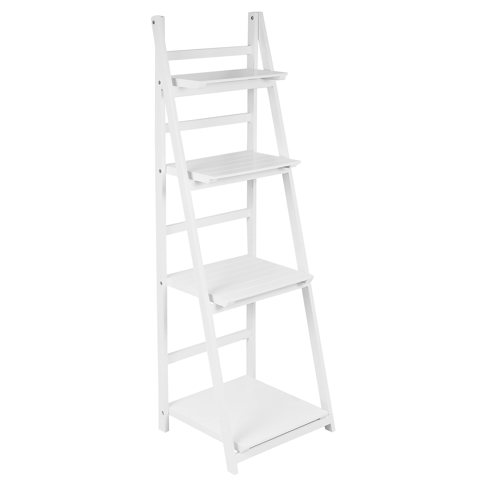 HARTLEYS WHITE 4 TIER FOLDING LADDER STORAGE HOME DISPLAY SHELF BEDROOM