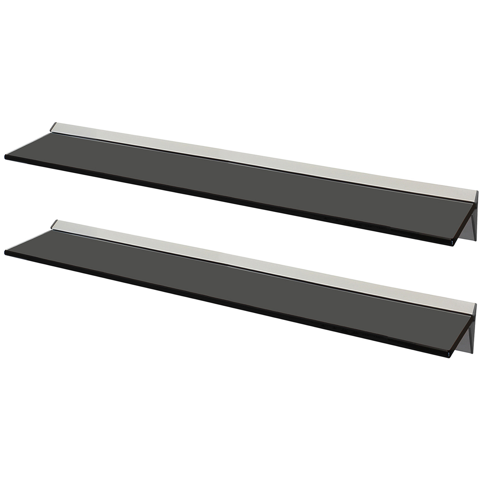 Sentinel hartleys pair 80x15cm black floating glass wall shelves storage display shelf