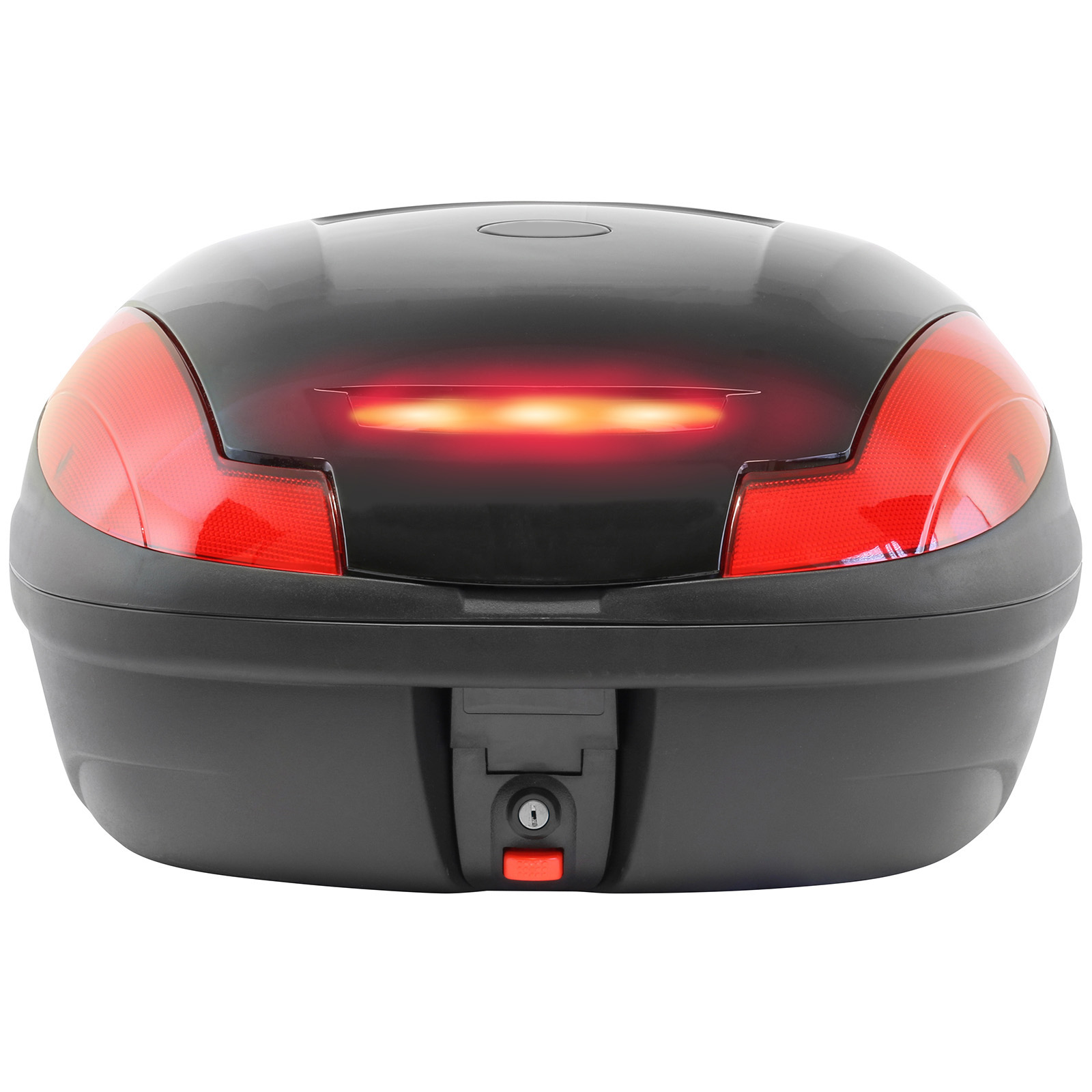GLOSS BLACK 48L MOTORCYCLE TOP BOX WITH LED LIGHT MOTORBIKE/BIKE
