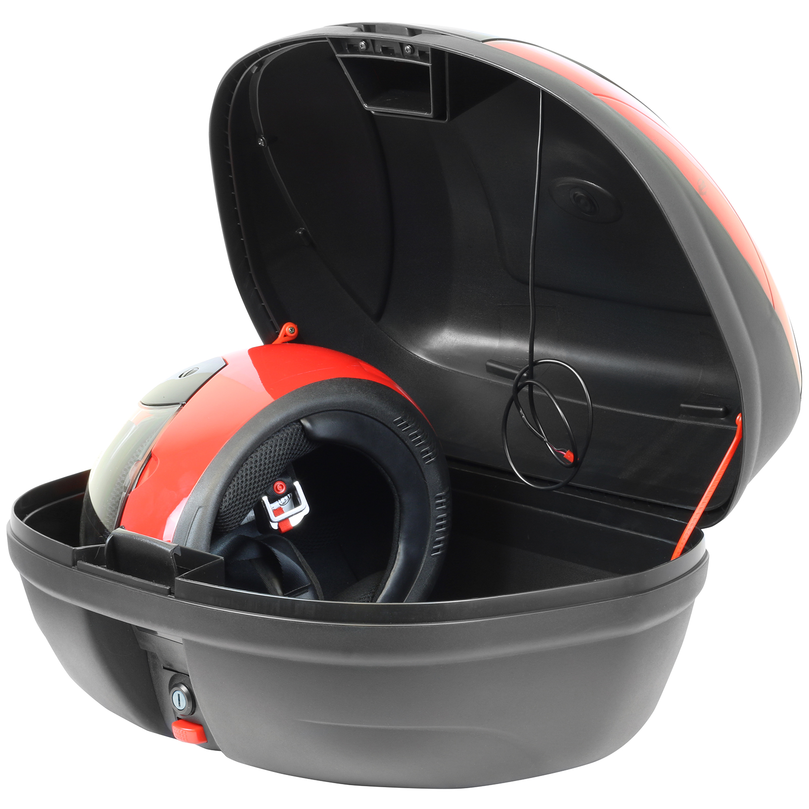 GLOSS BLACK 48L MOTORCYCLE TOP BOX WITH LED LIGHT MOTORBIKE/BIKE CARRIER eBay