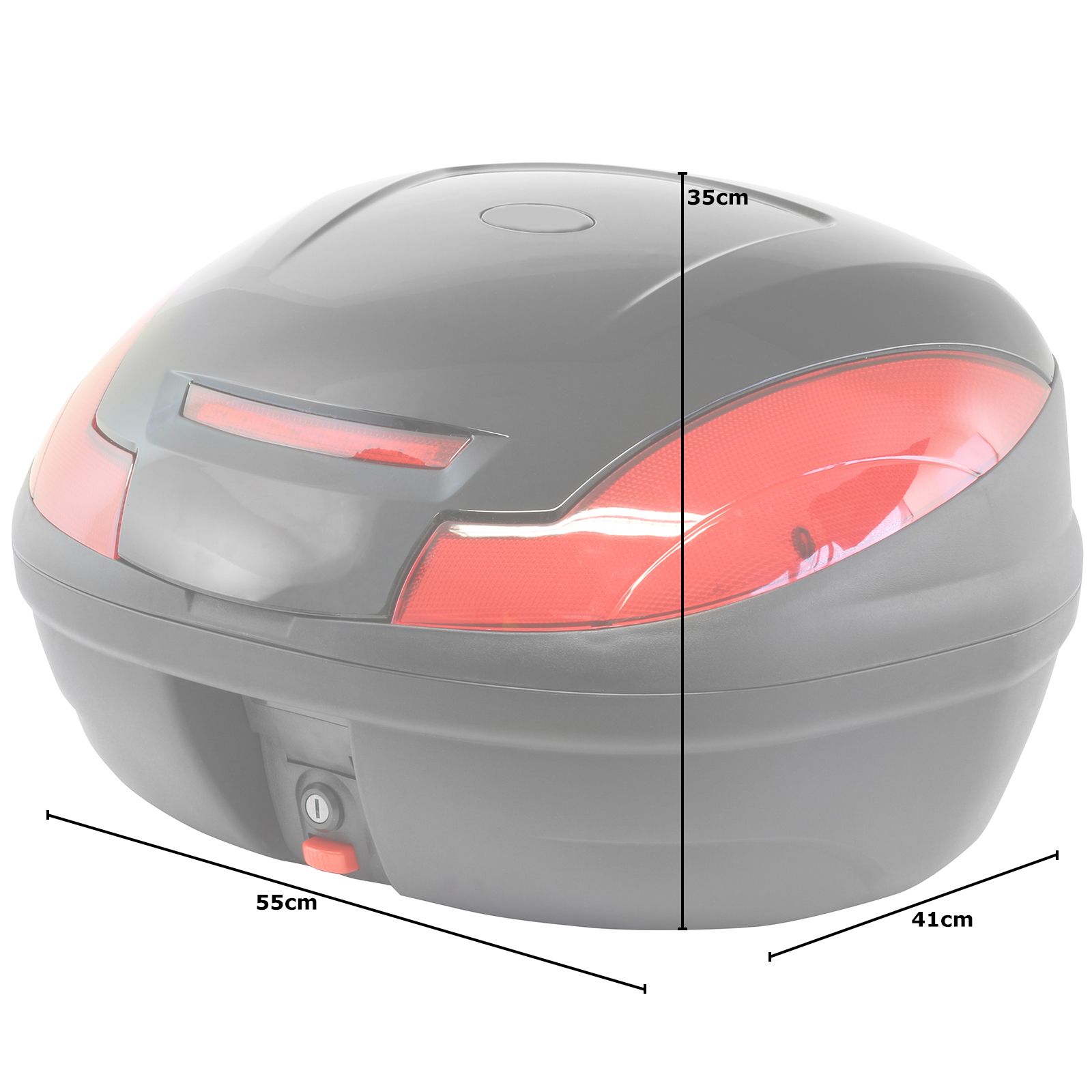 GLOSS BLACK 48L MOTORCYCLE TOP BOX WITH LED LIGHT MOTORBIKE/BIKE