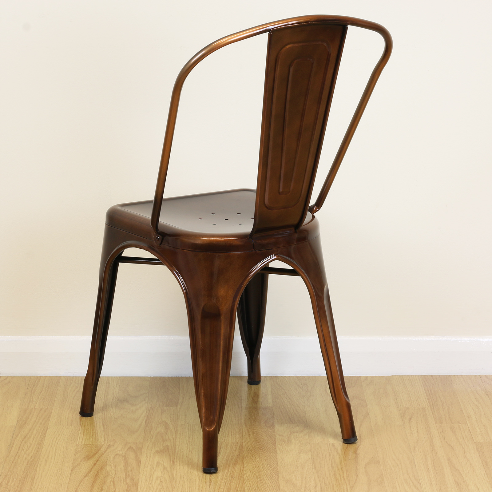 Set of 4 Copper Metal Industrial Dining Chairs Kitchen/Cafe/Bistro