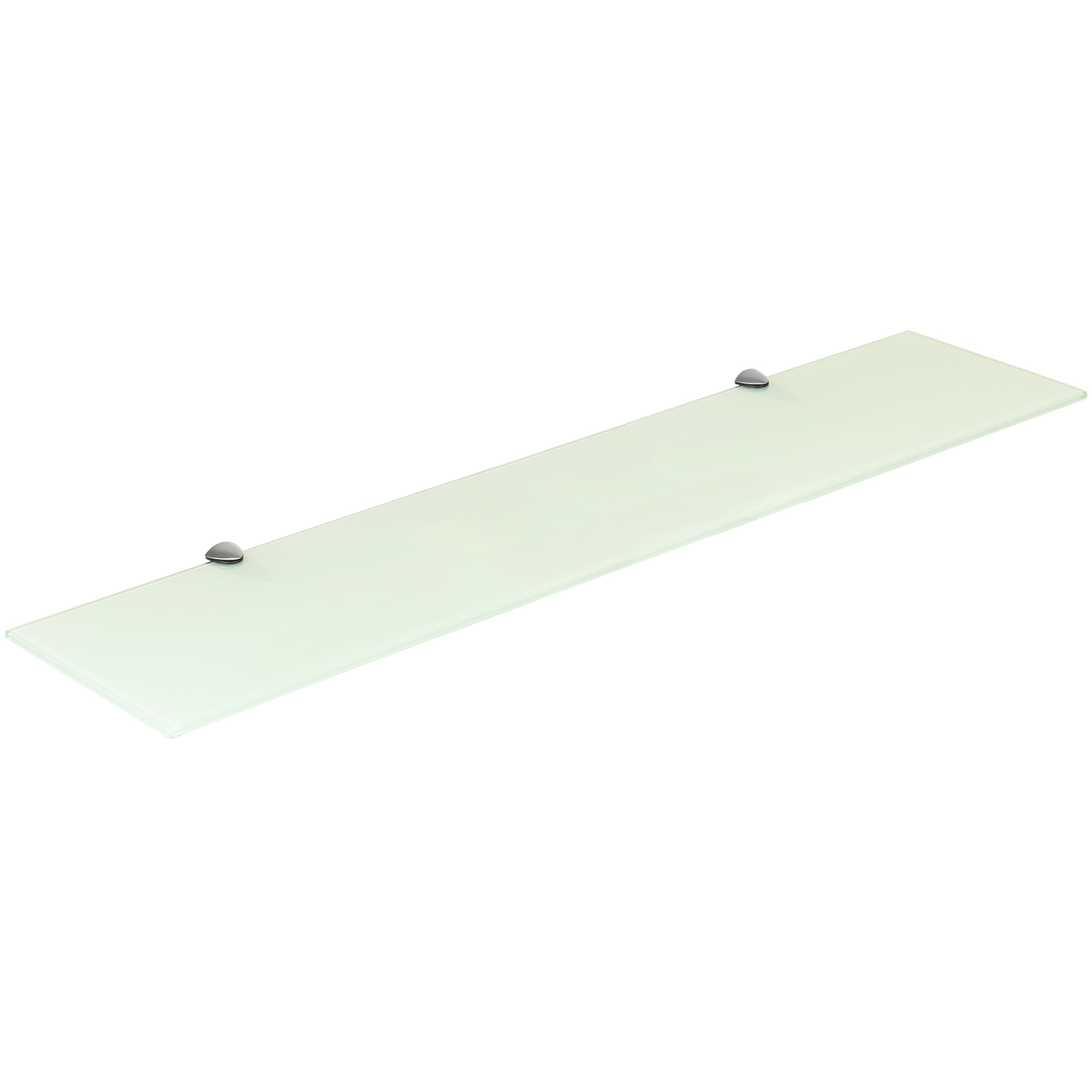 HARTLEYS WHITE GLASS FLOATING WALL MOUNTED SHELF CHROME FIXINGS