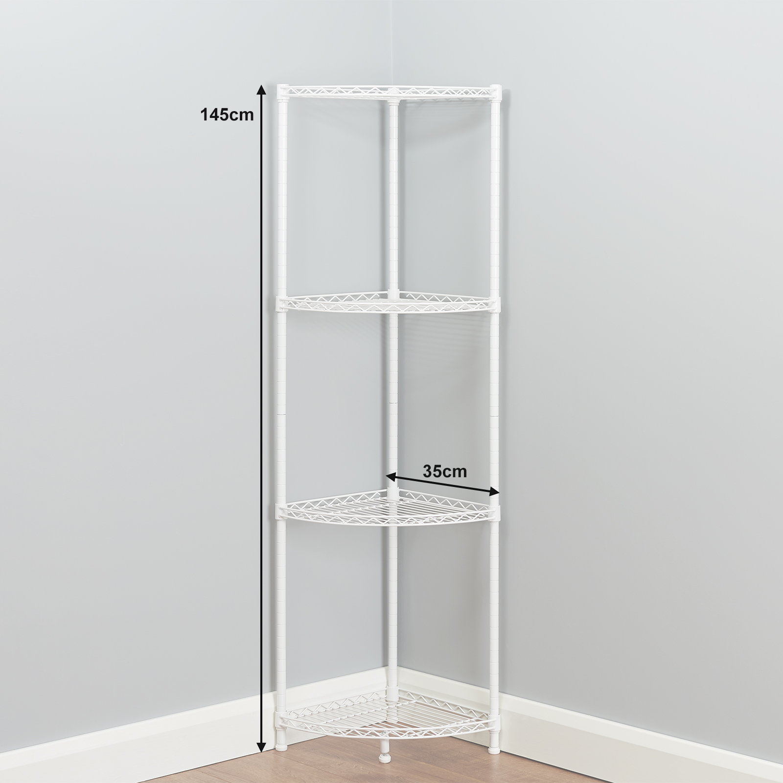 4 Tier Corner Bathroom Storage Shelves Metal White Shelving Unit