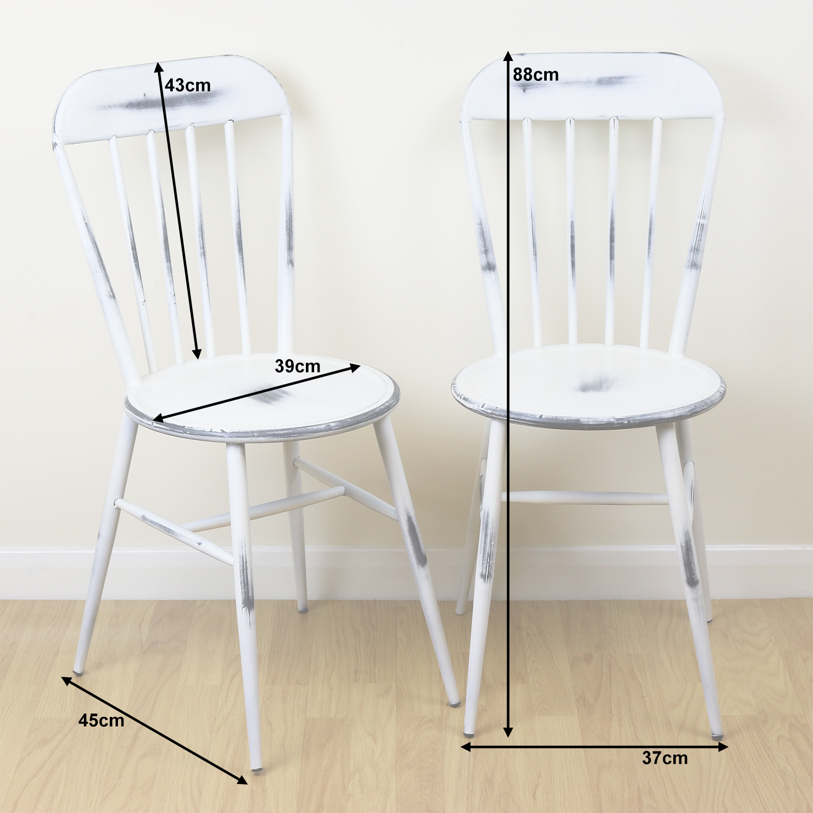 Set Of 2 Industrial White Metal Dining Chairs Kitchen Bistro Vintage Sentinel Set Of 2 Industrial White Metal Dining Chairs Kitchen Bistro Vintage Style Seats