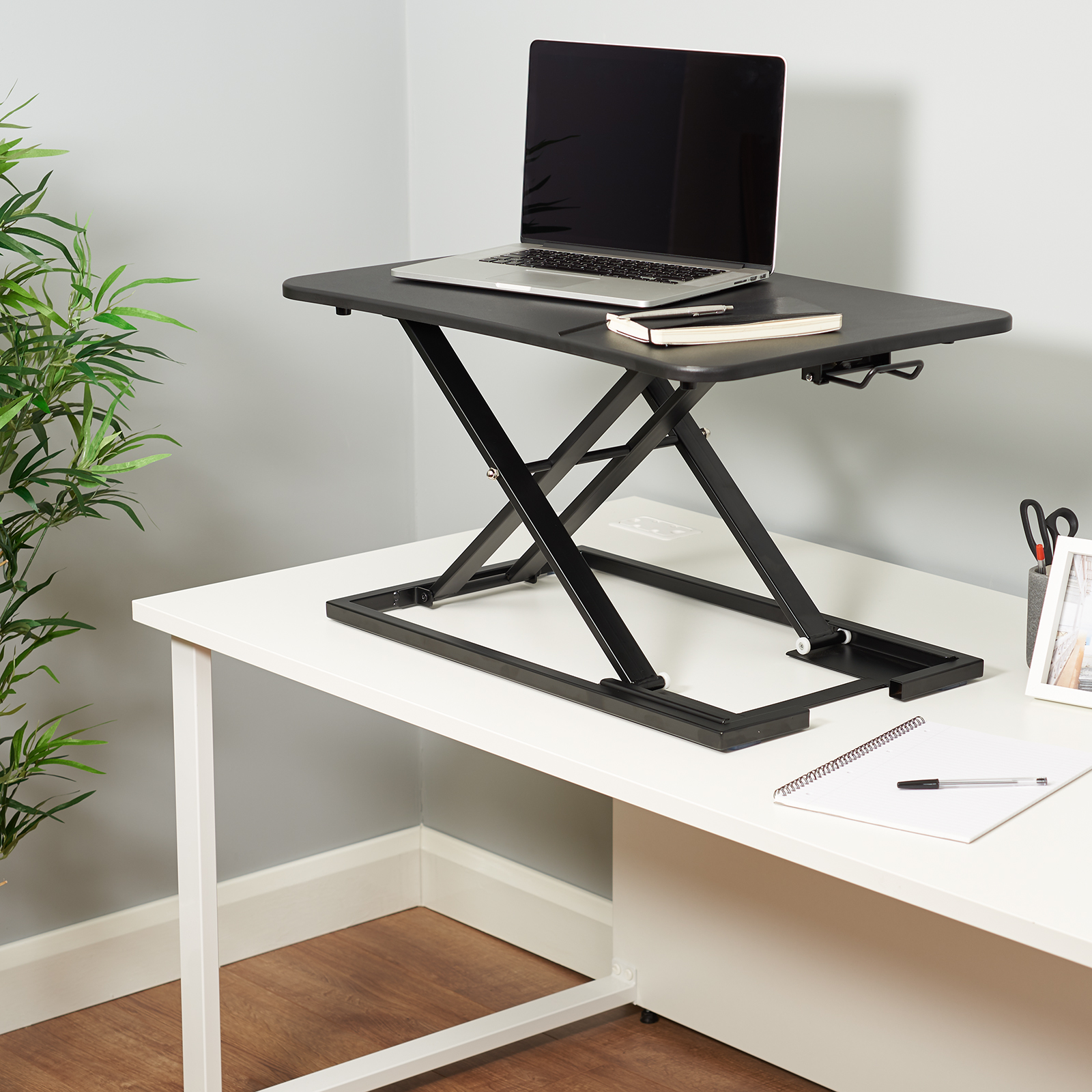 Details About Hartleys Black Sit Stand Adjule Desk Converter Work Station Home Office Lift