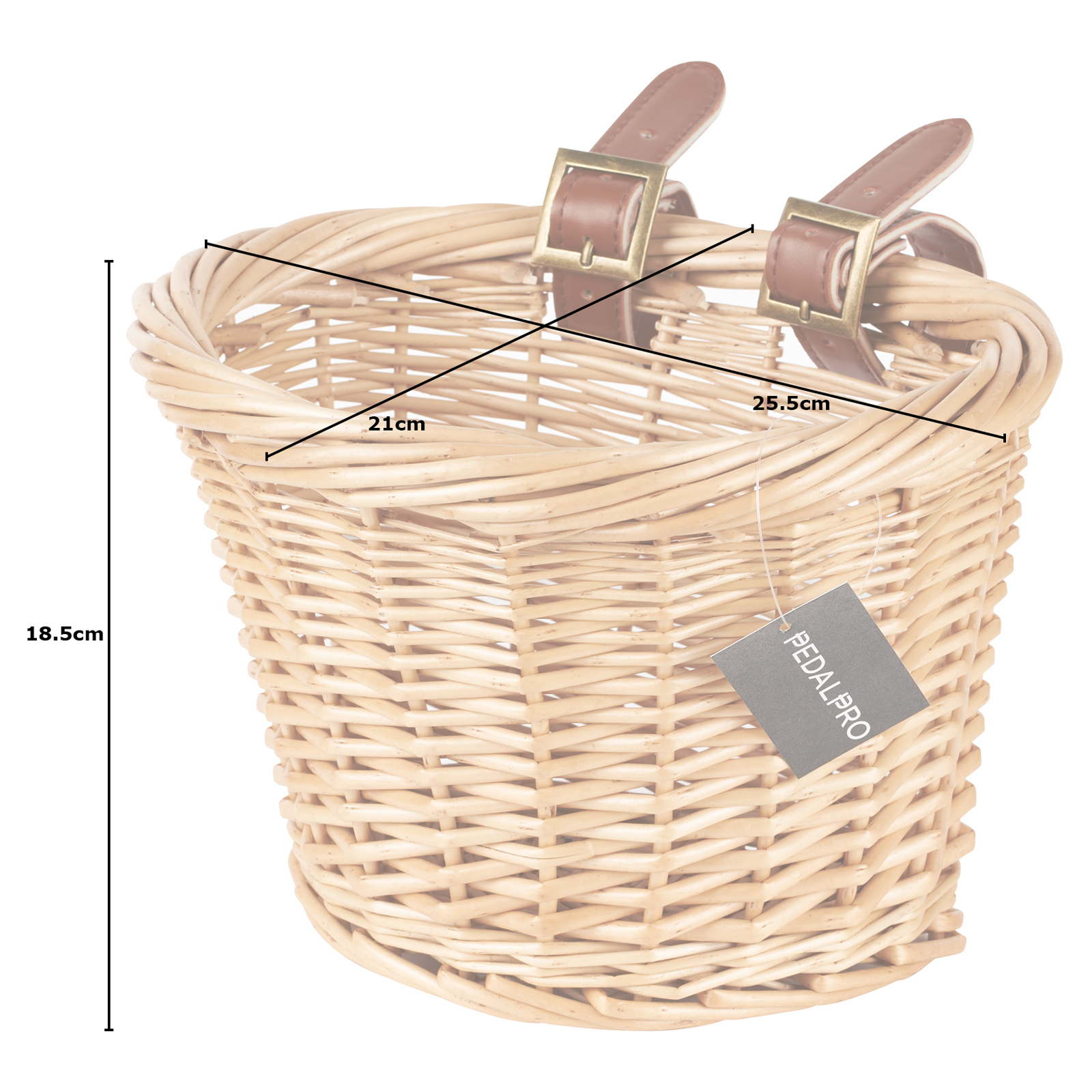 PedalPro Childrens Wicker Bicycle Shopping Basket For Kids Boys Girls