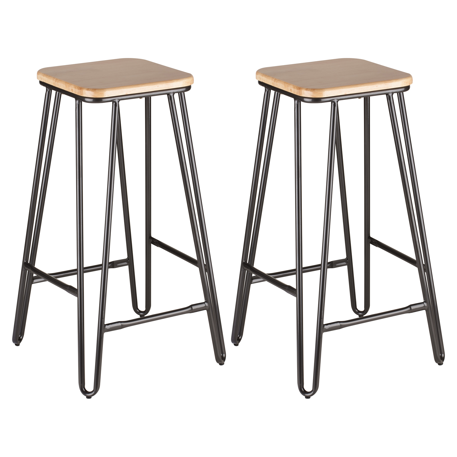 Hartleys 2x Gunmetal Grey Hairpin Leg Breakfast Bar Stools Cafe/Bistro