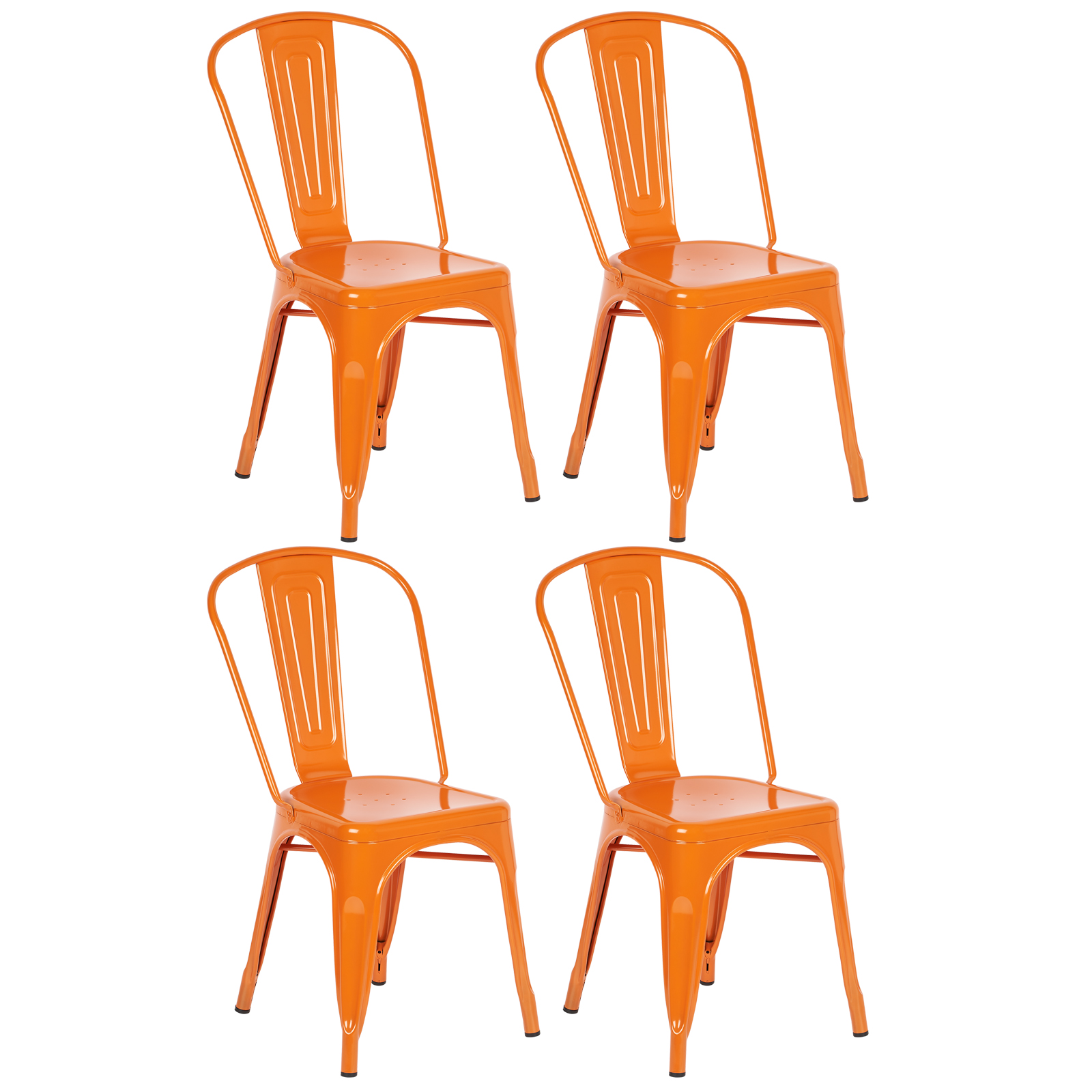 Details About Hartleys Orange Metal Dining Chair Cafe Bistro Chairs Stacking Seat