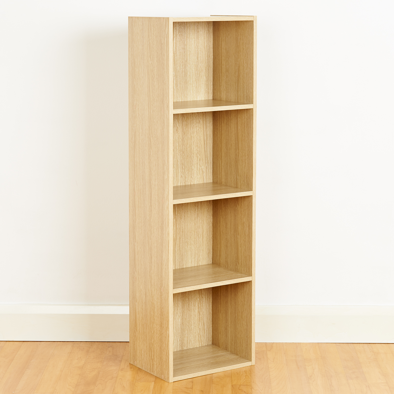 4 Tier Wooden Oak Cube Bookcase Storage Display Unit Modular Shelving