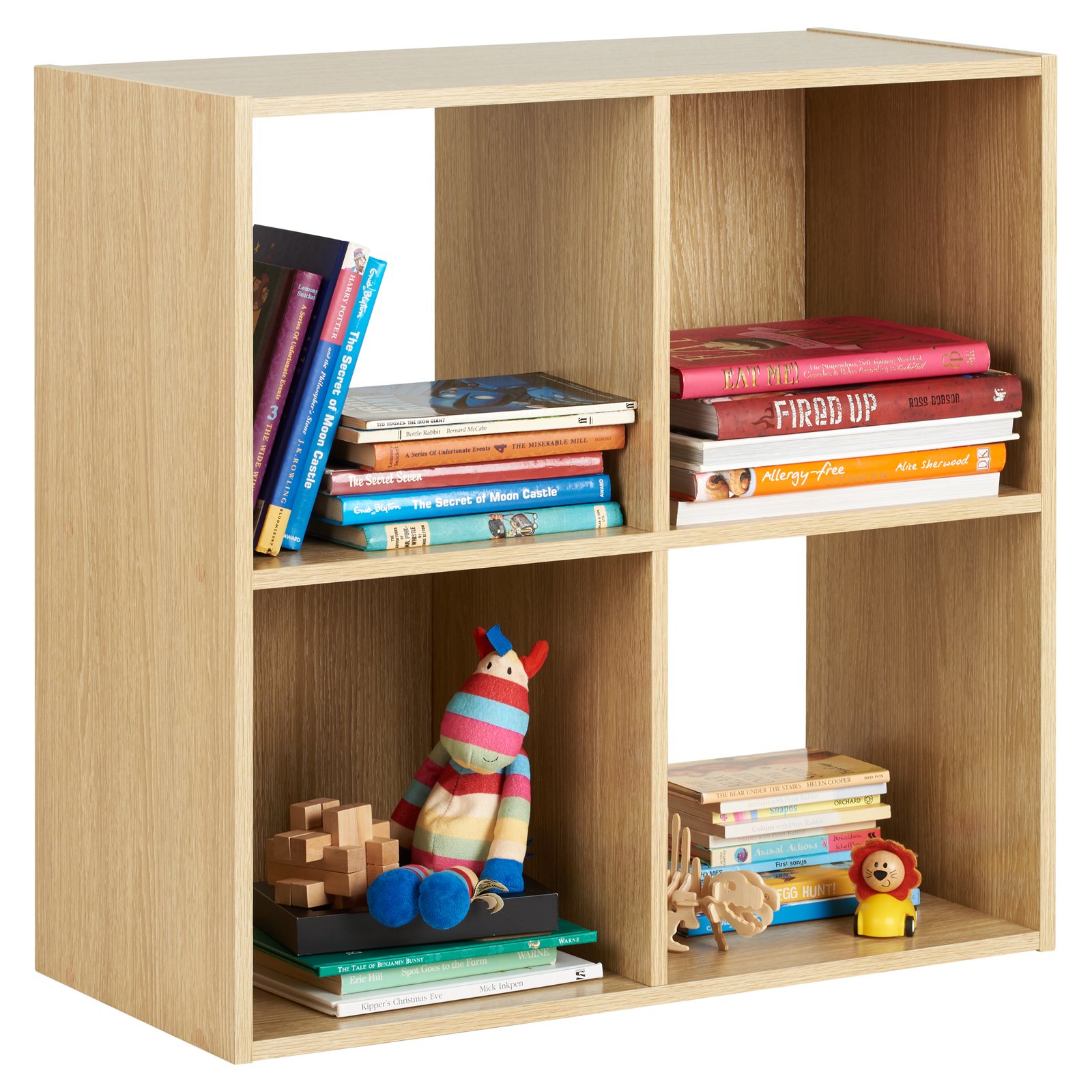 Hartleys Oak 4 Cube Modular Square Storage/Shelving 2 Tier Shelf