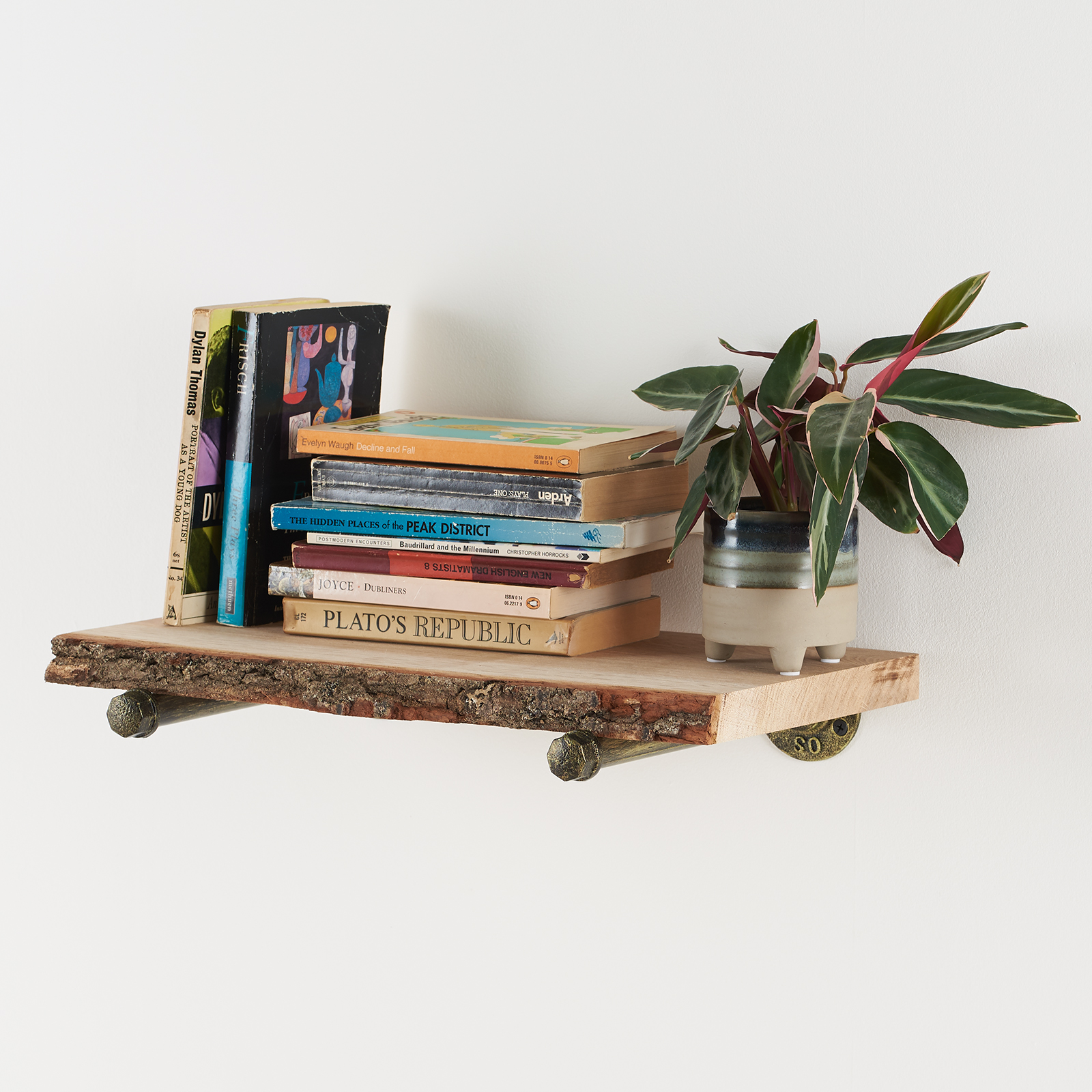 Hartleys 2 x Industrial Iron Pipe Shelf Brackets Wall Mounted Shelving