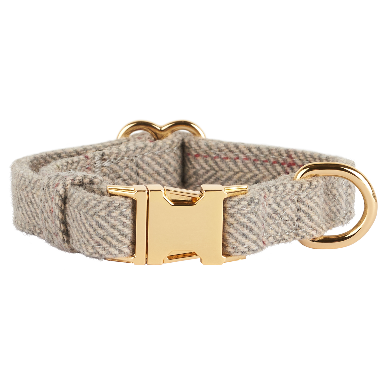 Thoroughbeds Grey Herringbone Dog/Puppy Collar Tweed Soft Fleece