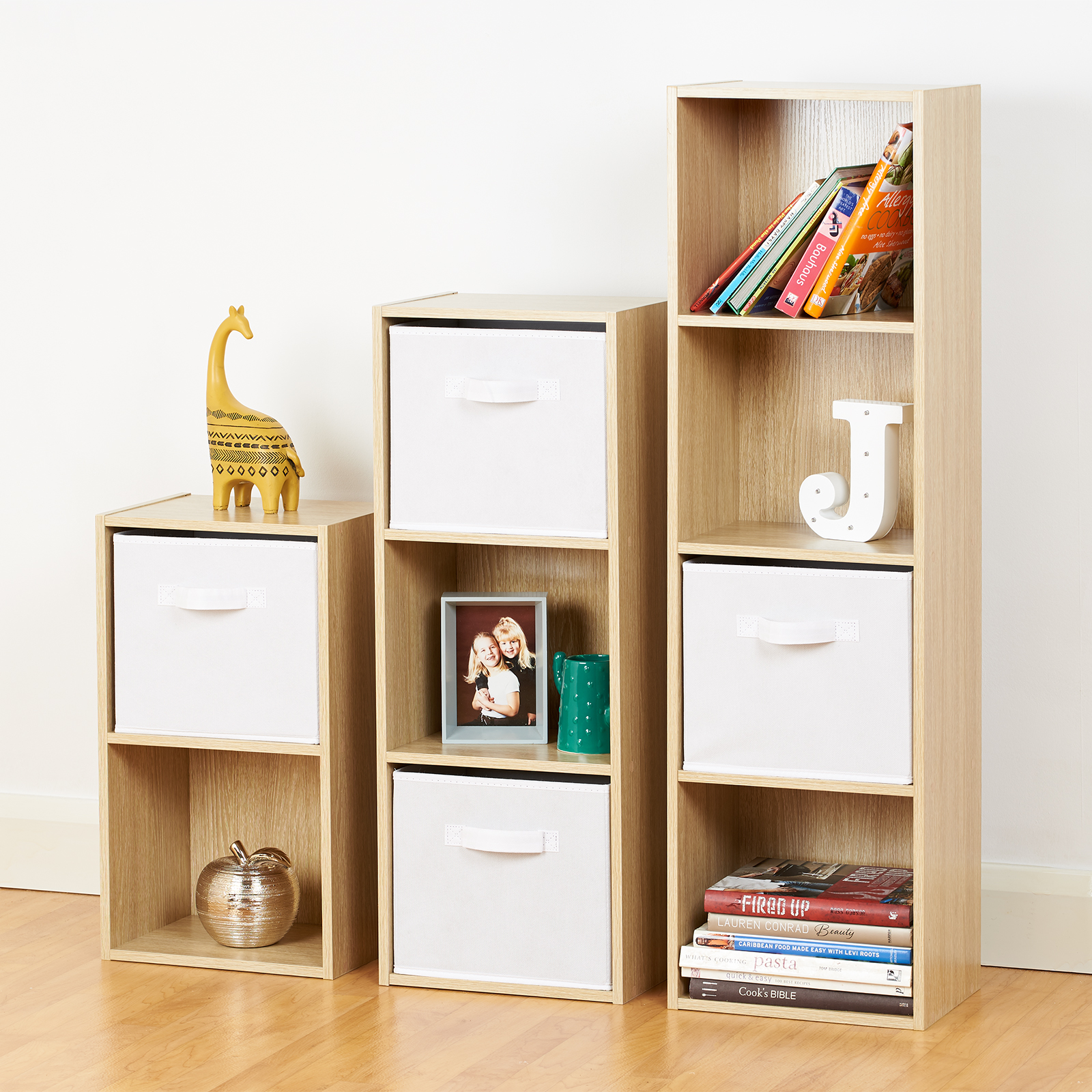 9 Cube Oak Effect Modular Wooden Storage Unit 4 Tier Shelf Display