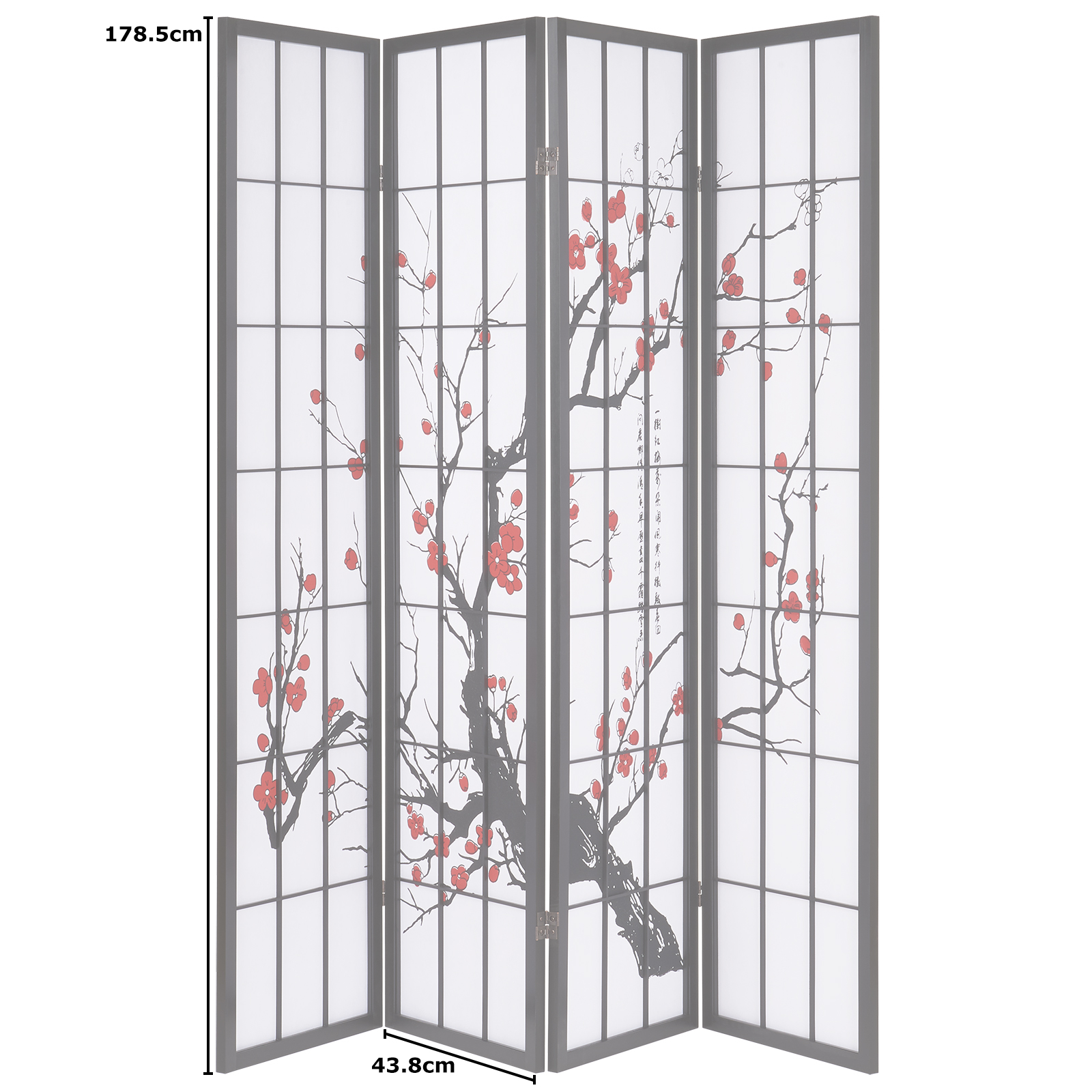 Hartleys 4 Panel Japanese Room Divider Cherry Blossom Privacy Screen
