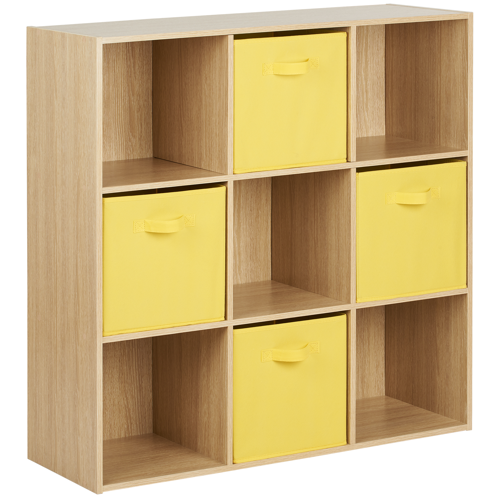 Hartleys Wood 9 Cube Modular Shelving Display Unit 4 X Yellow