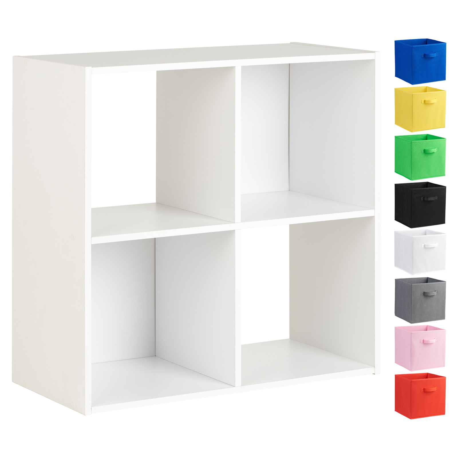 HARTLEYS WHITE 4 Cube Storage Display Unit Bookcase/Shelving Fabric Box