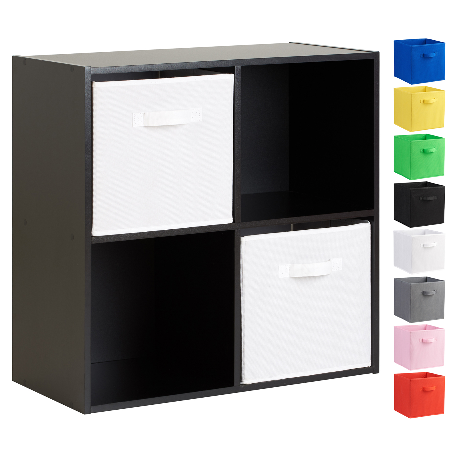 Hartleys Black 4 Cube Storage Display Unit Bookcase Shelving