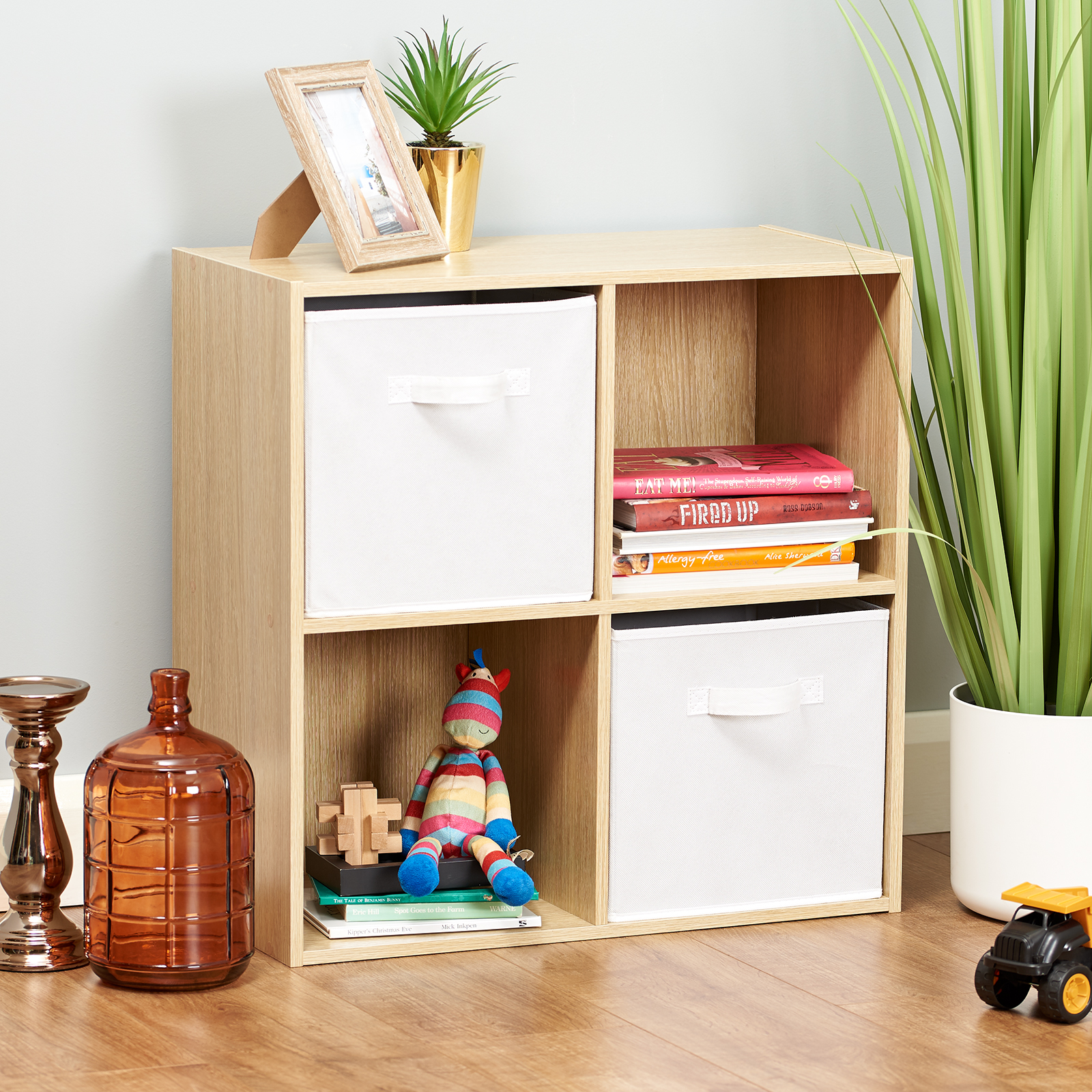 Mobel Wohnen Hartleys Oak 4 Cube Storage Display Unit Bookcase