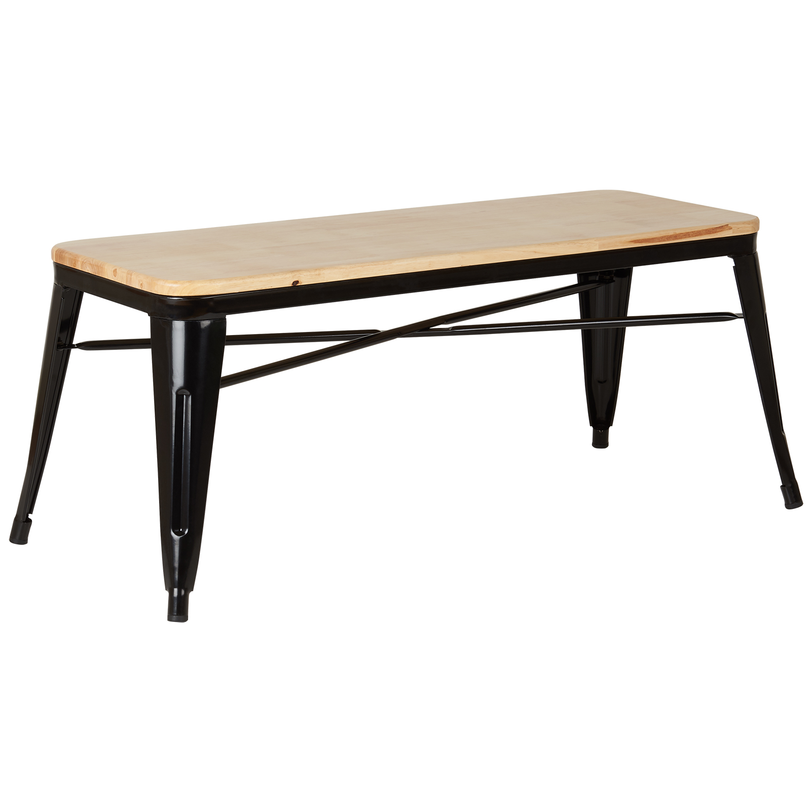 Hartleys Panca Industriale in Metallo Bianco con Seduta in Legno