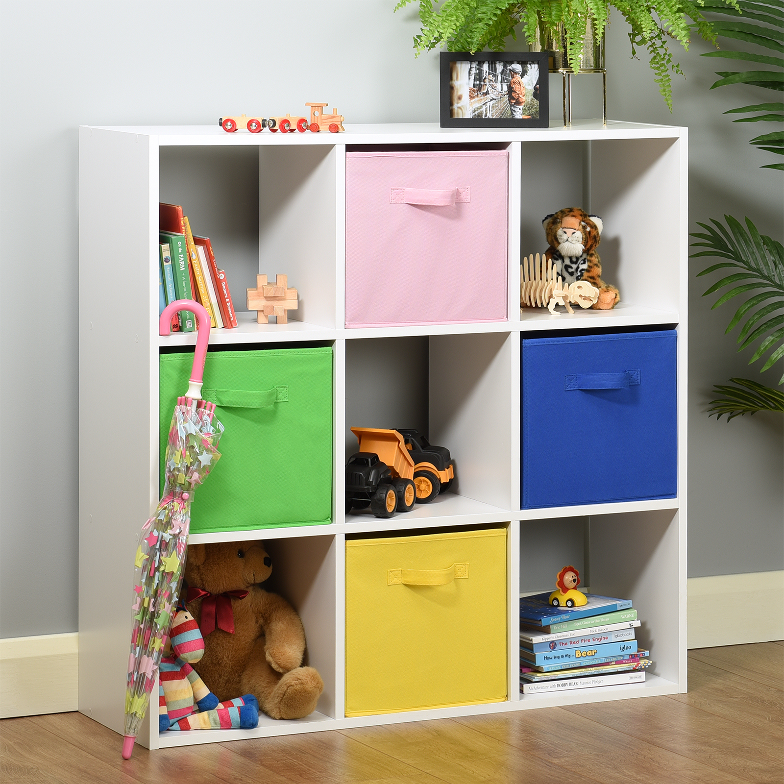 Hartleys White 9 Cube Shelving Unit Home Furniture Storage Shelves