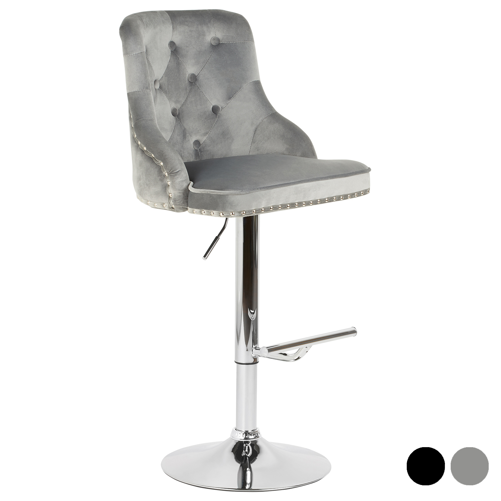 Hartleys Velvet Swivel Bar Stool Button Back Kitchen/Dining/Breakfast